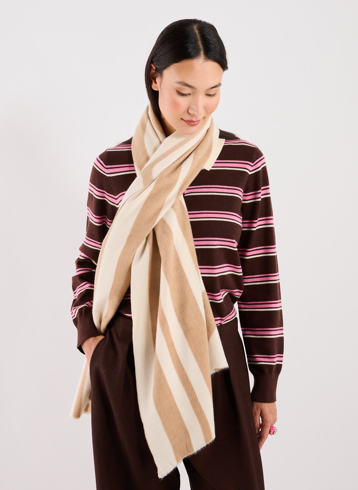 Echarpe douce géometrique AU PRINTEMPS PARIS Beige