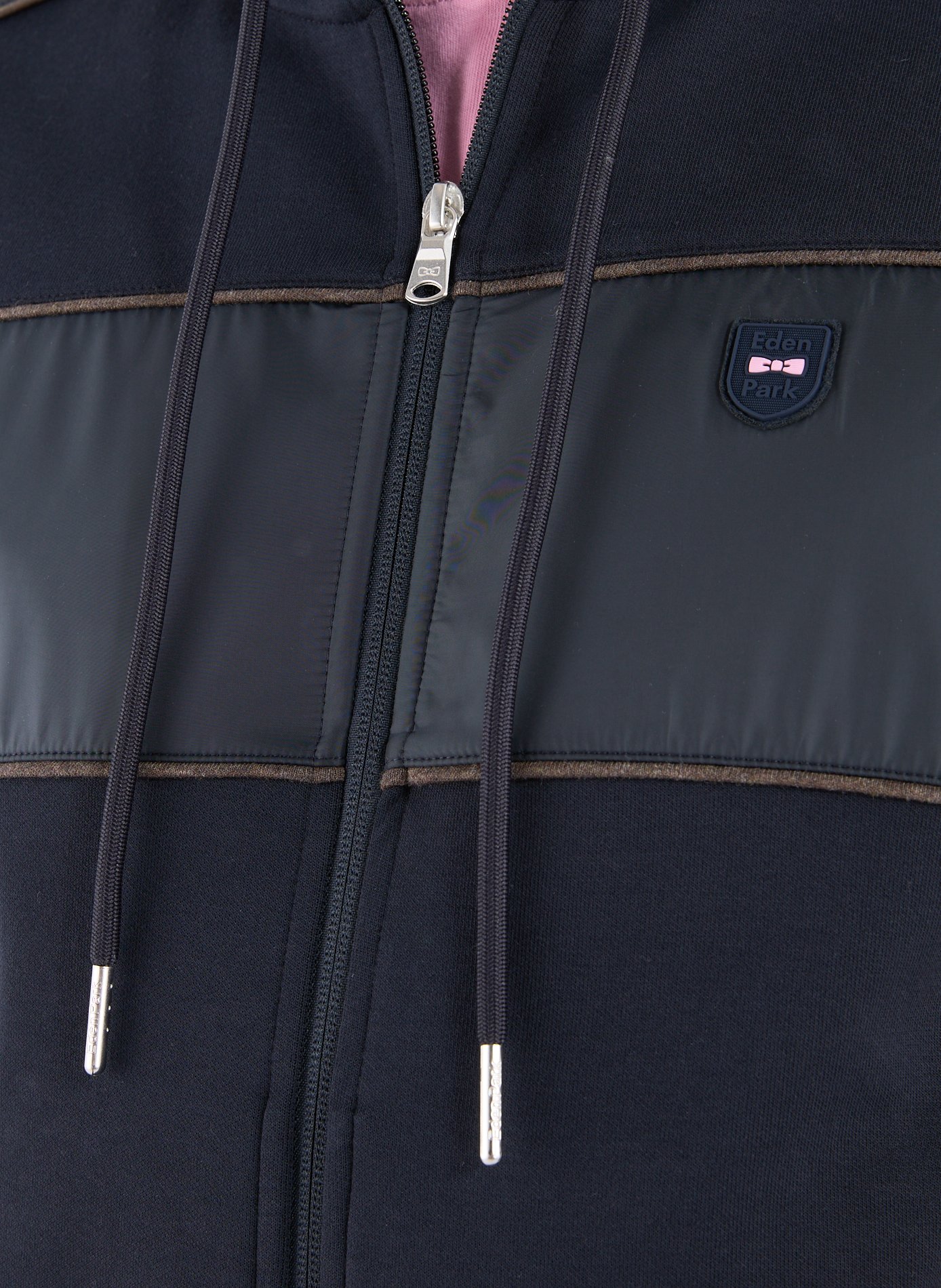 Sweatshirt zippé à capuche en coton mélangé EDEN PARK Bleu