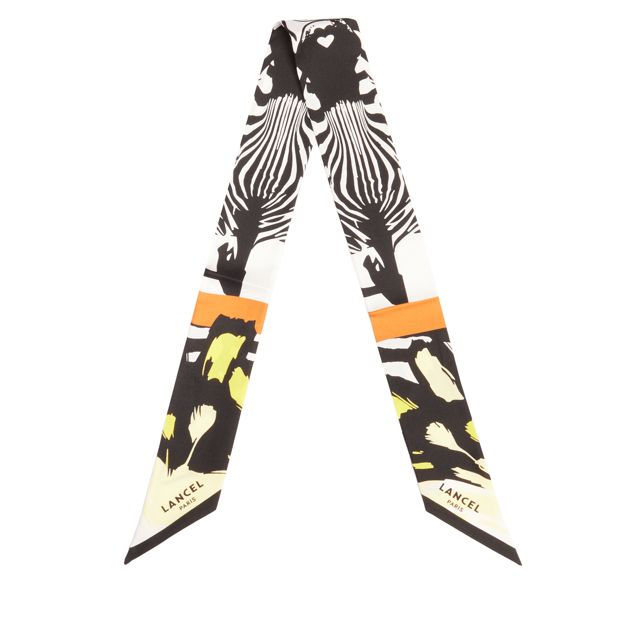 Bandeau motif zebra mania en soie LANCEL Noir