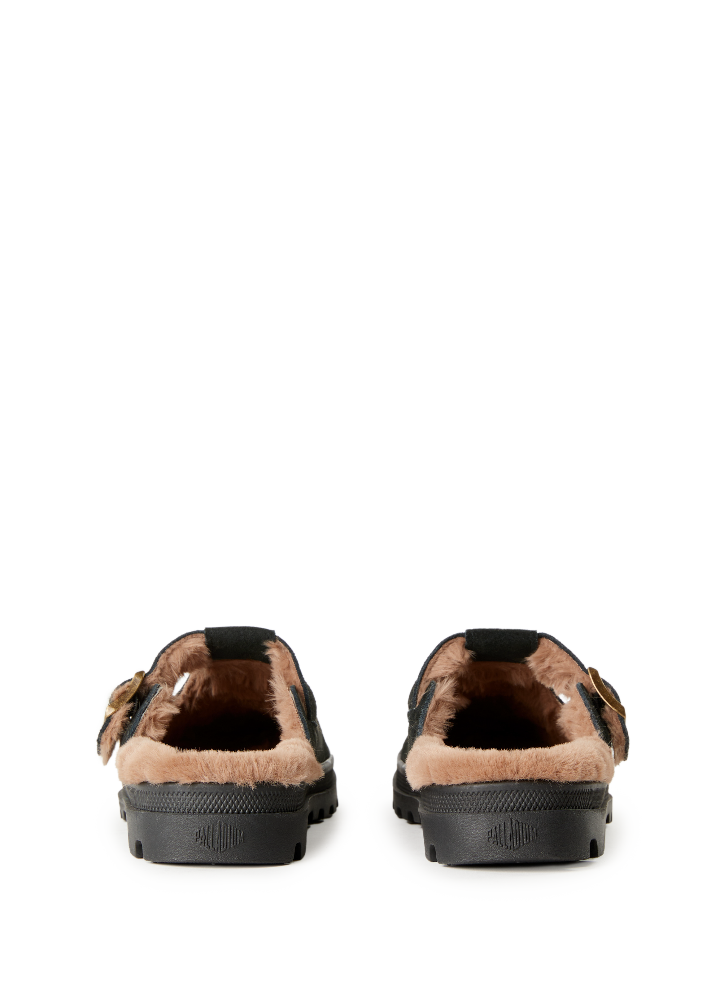 Mules intérieur fourrure en cuir PALLADIUM Noir
