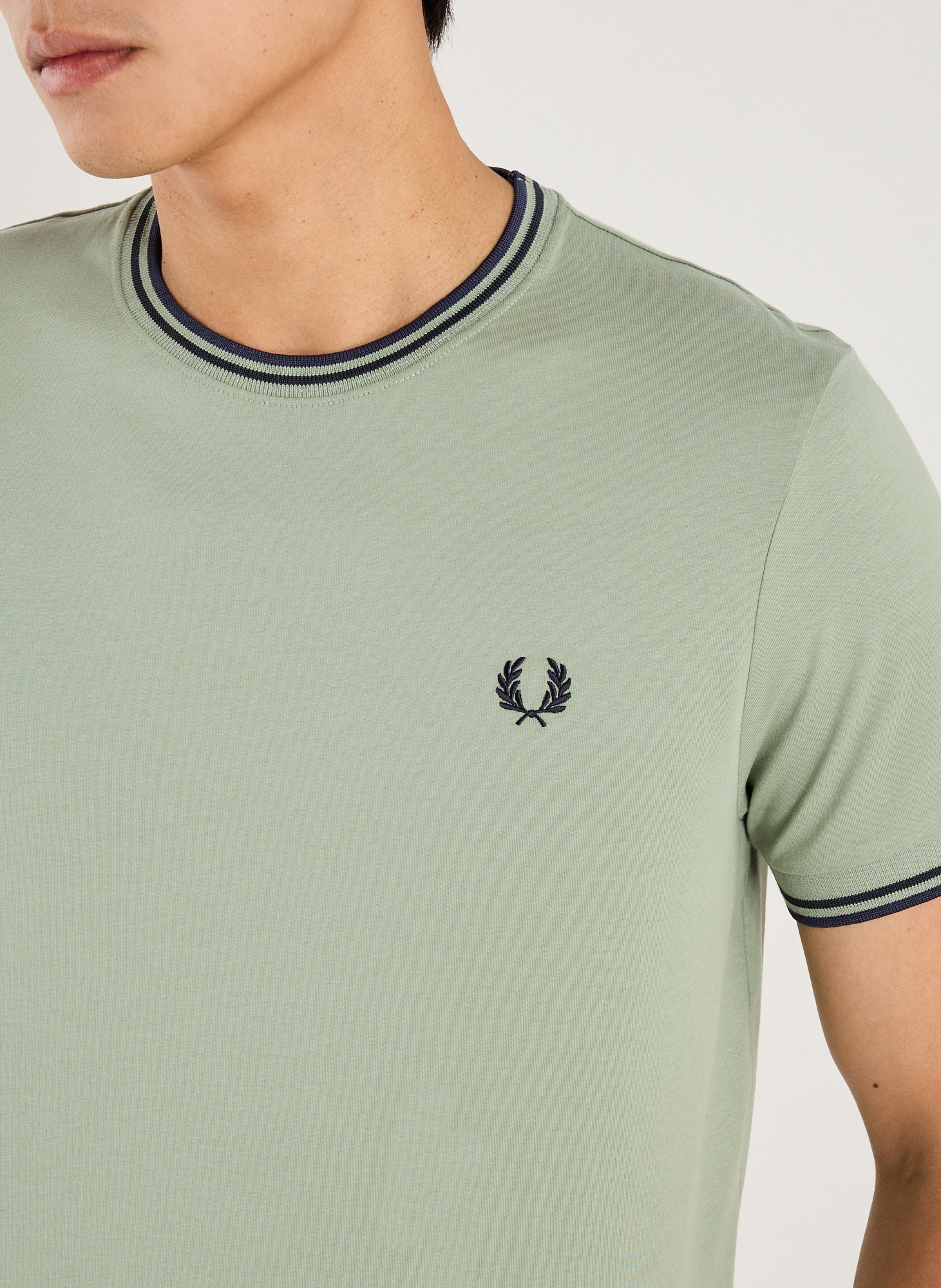 T-shirt brodé en coton FRED PERRY Bleu
