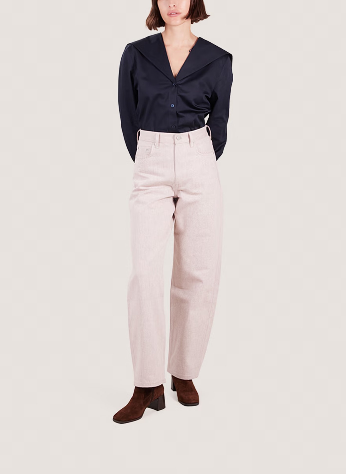 Bottines à talons en cuir velours argentat JONAK Marron