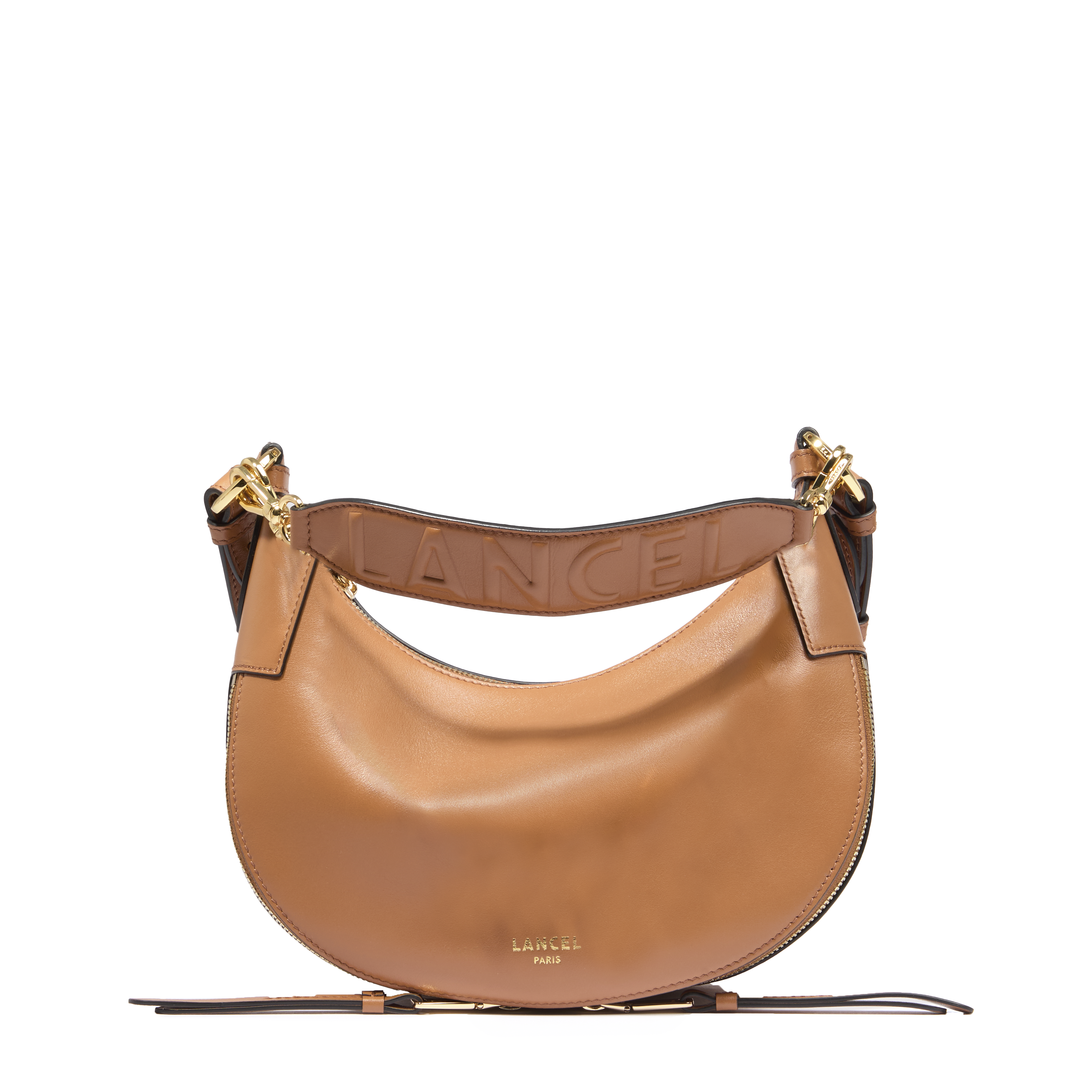 Sac hobo zippé s origami de lancel en cuir LANCEL Marron