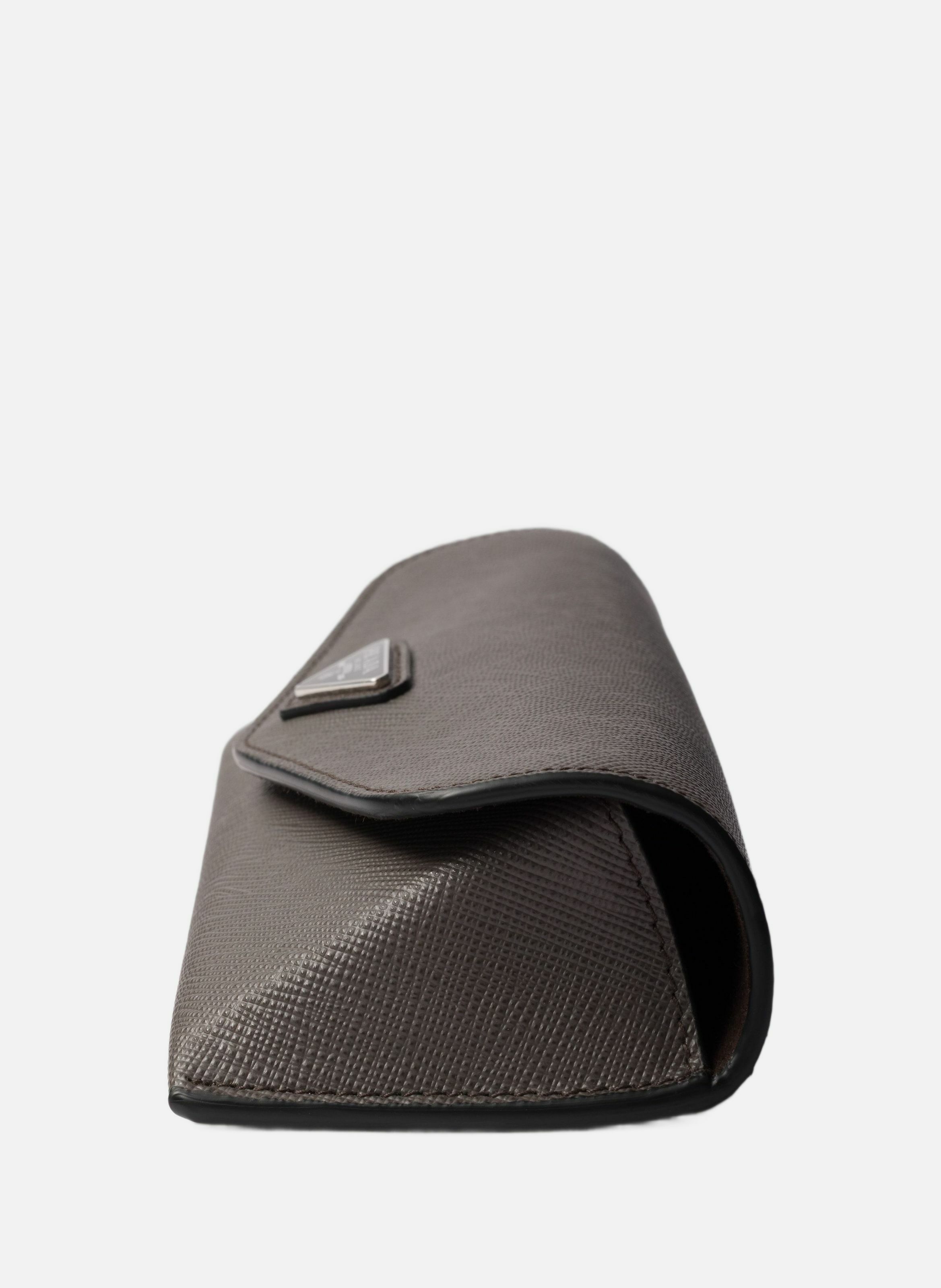 Étui à lunettes en cuir saffiano PRADA Gris