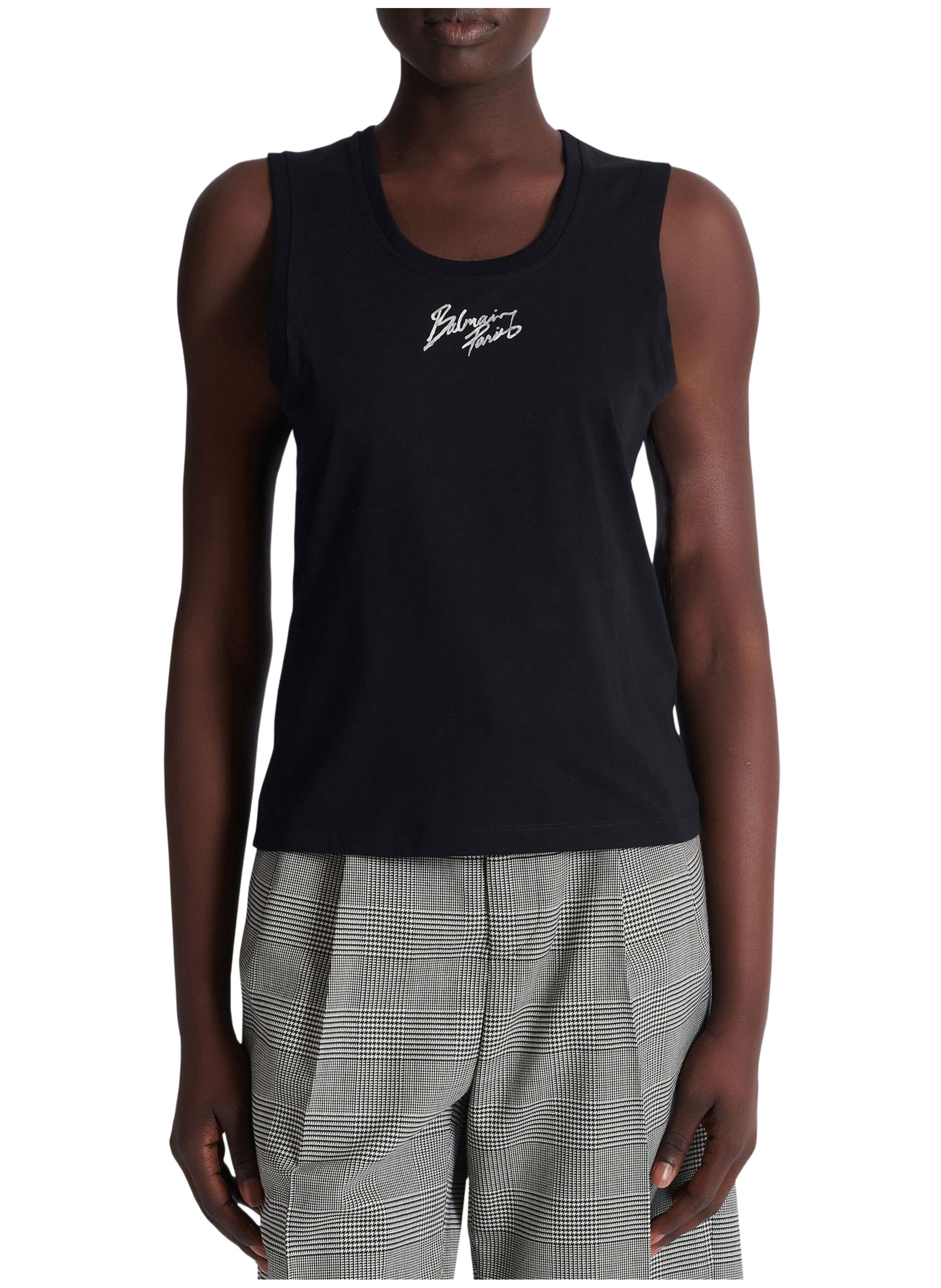 Débardeur décontracté avec imprimé balmain paris brush BALMAIN Noir