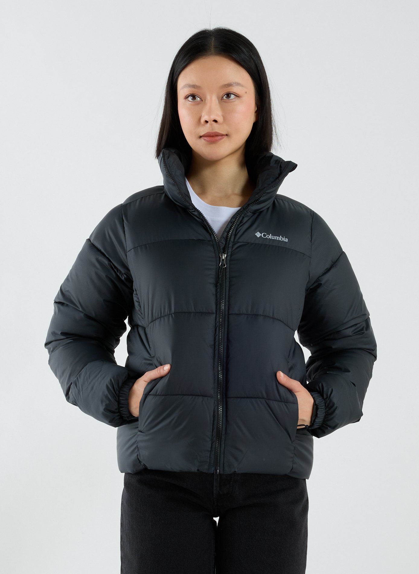 Straight down jacket with high collar COLUMBIA Black