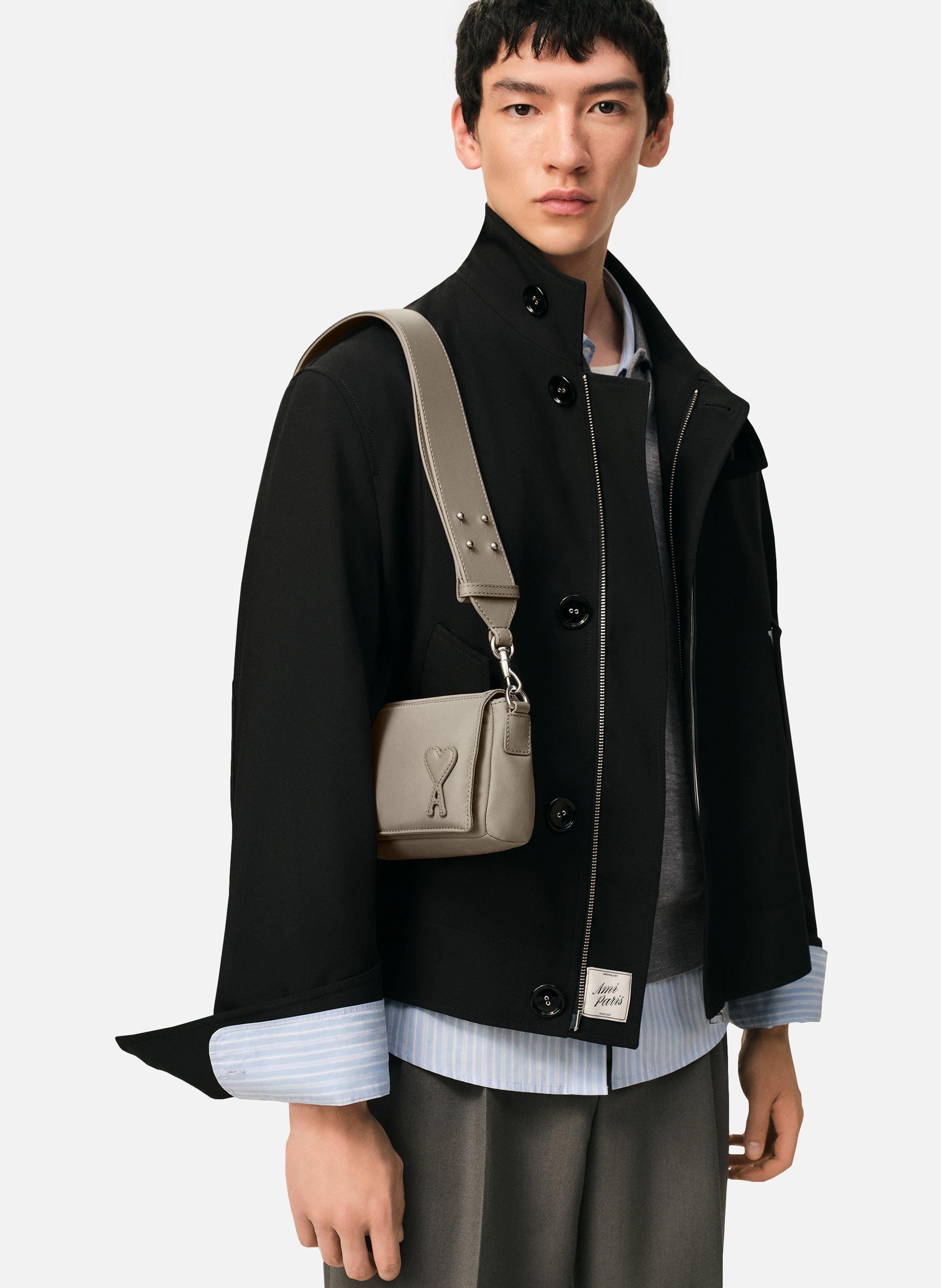 Sac Lunch Box Marcel En Nylon Ouatiné unisexe AMI PARIS Gris