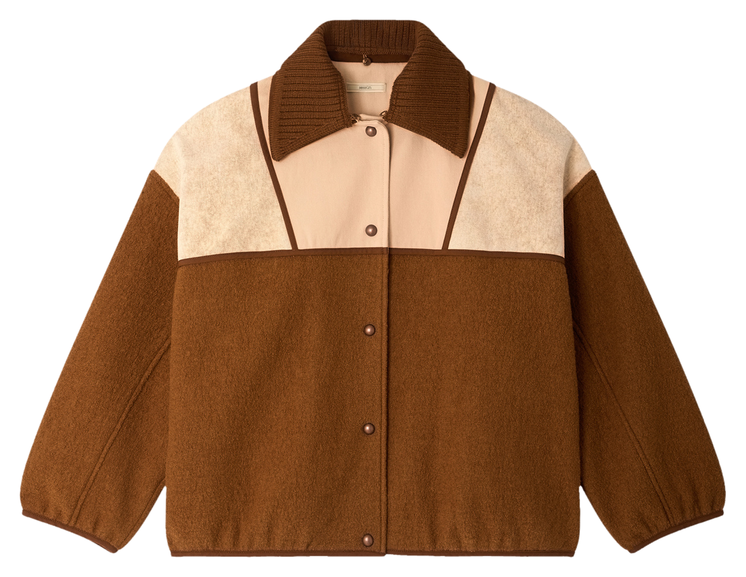 Blouson col classique amovible en laine tijuca SESSUN Marron