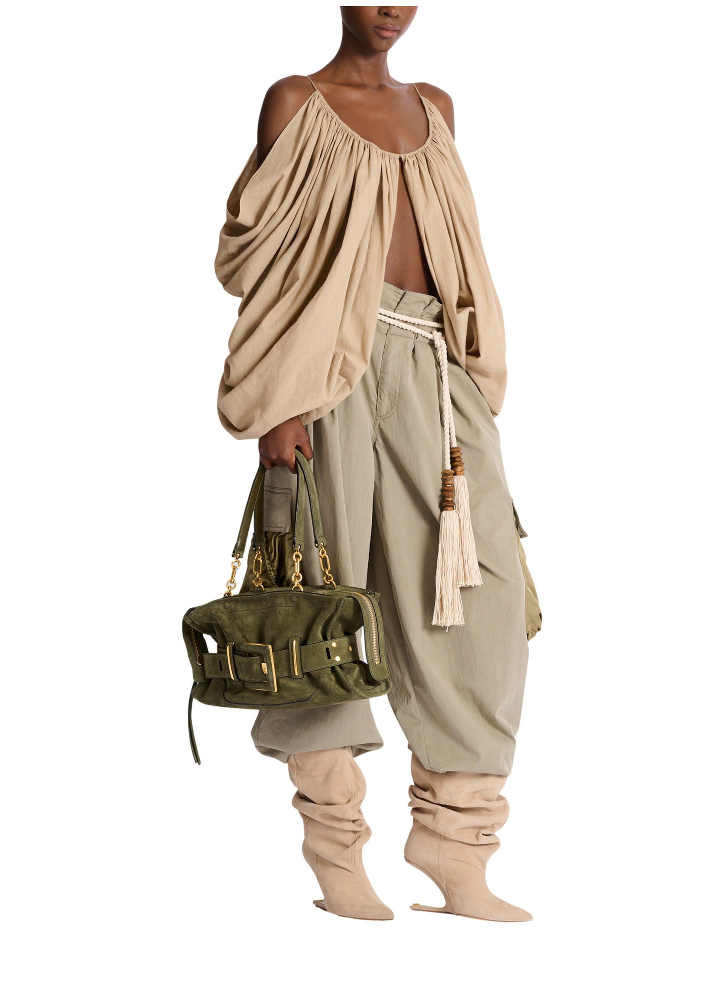 Sac anthem en cuir suédé BALMAIN Vert