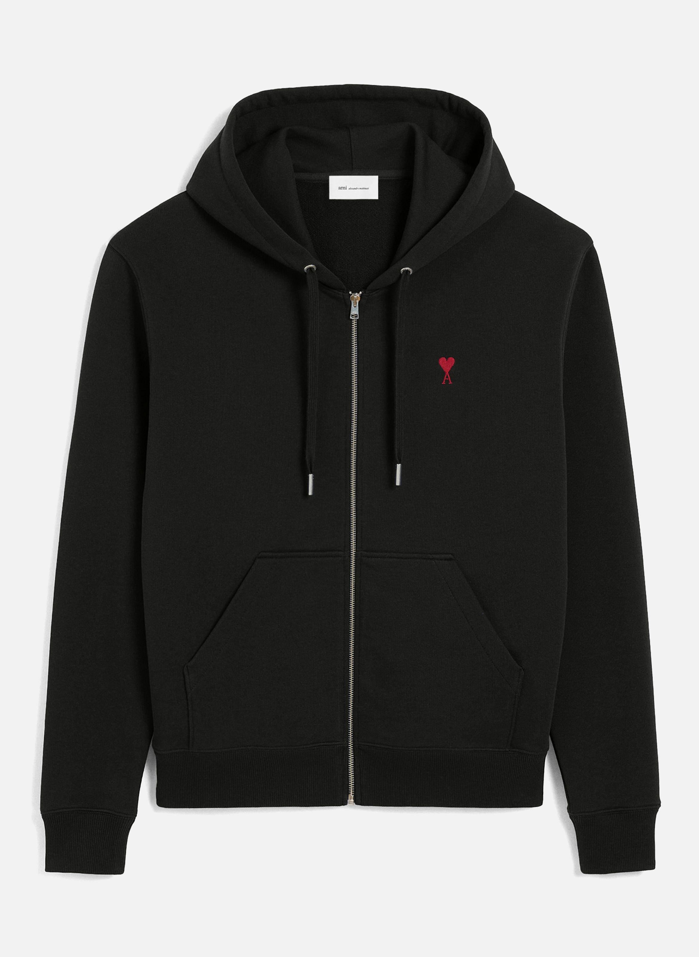 Hoodie Zippé Ami de Coeur Rouge unisexe AMI PARIS Noir