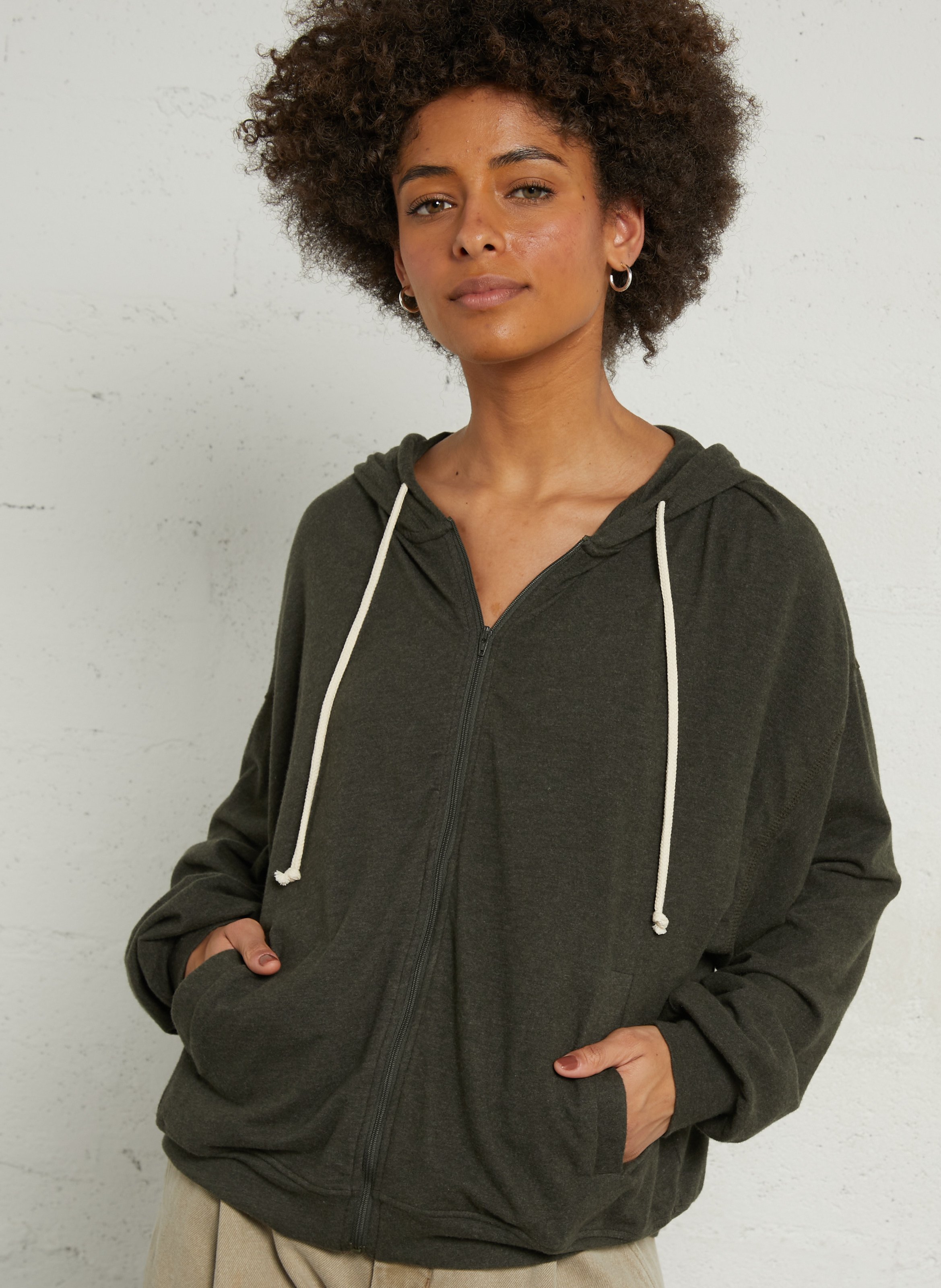 Sweat à capuche en coton mélangé ypawood AMERICAN VINTAGE Vert