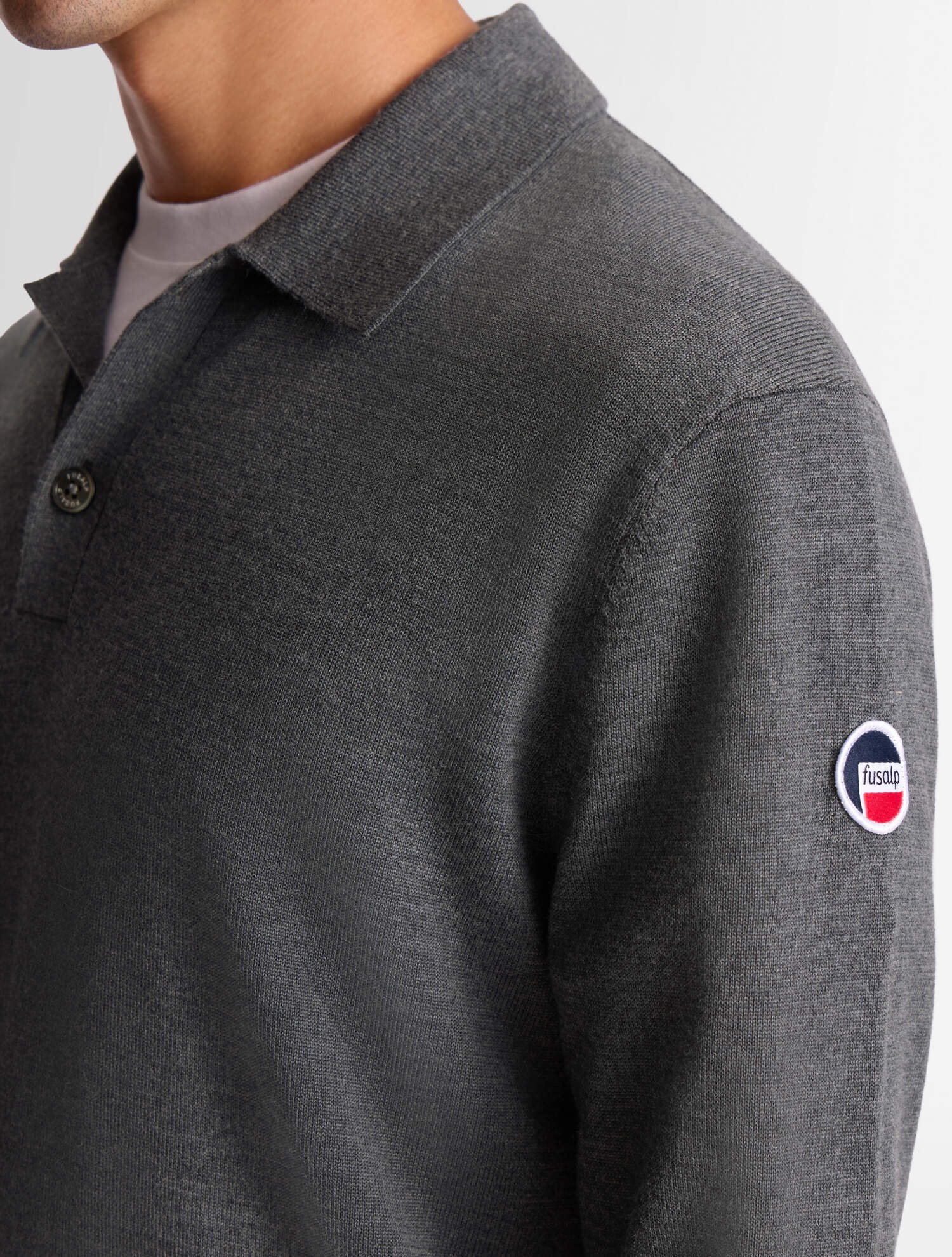 Pull clovon col polo coupe ajustée FUSALP Gris