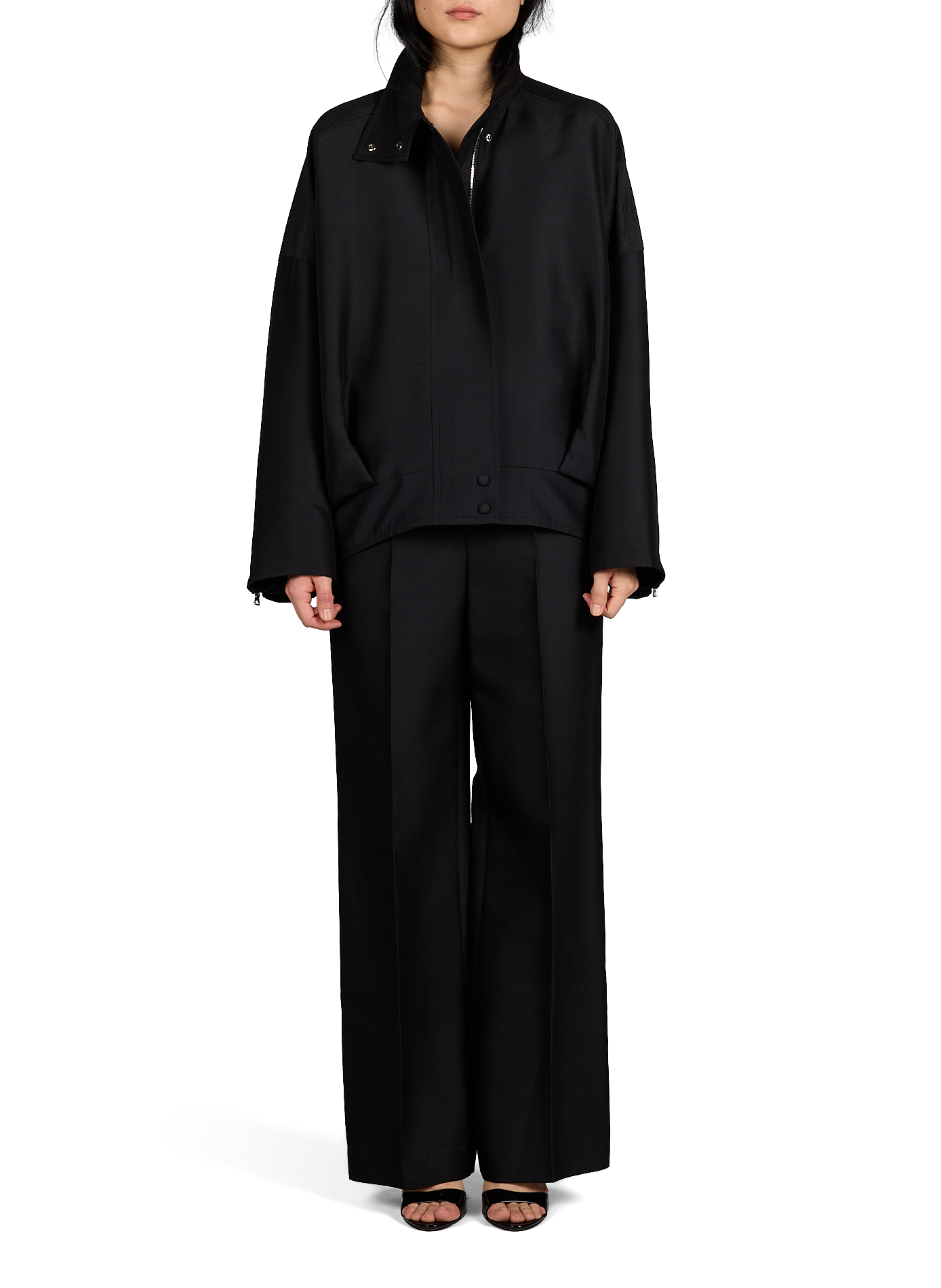 Straight wool and silk pants R2W Black