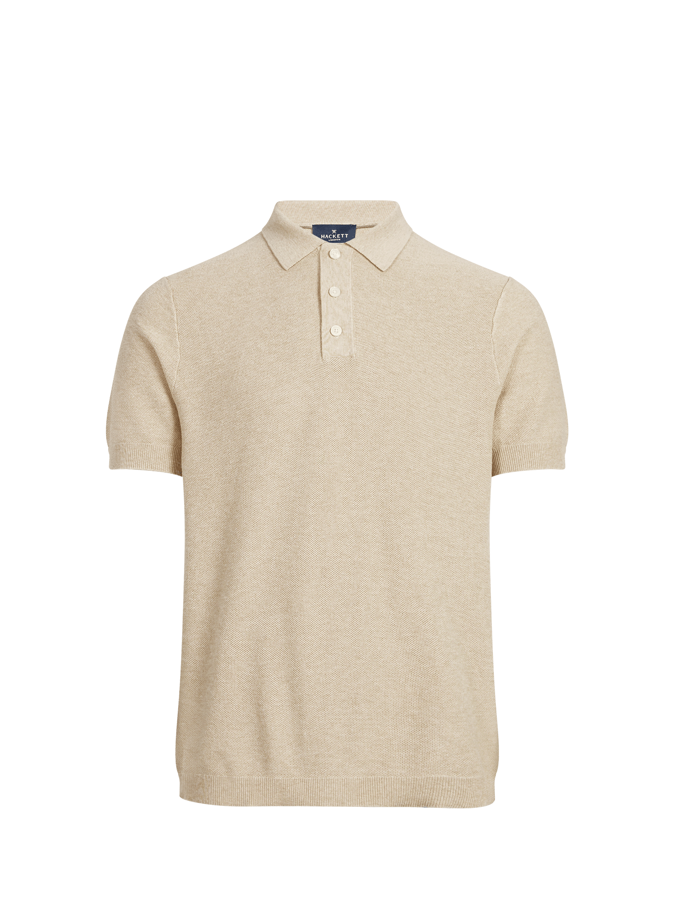 Polo manches courtes en coton piqué et cachemire HACKETT Beige