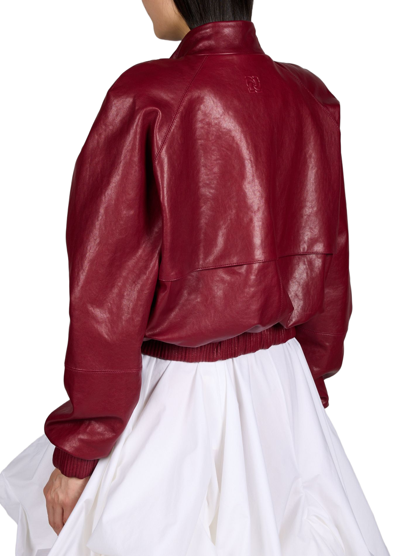 Short sheepskin leather bomber jacket MAGDA BUTRYM Red
