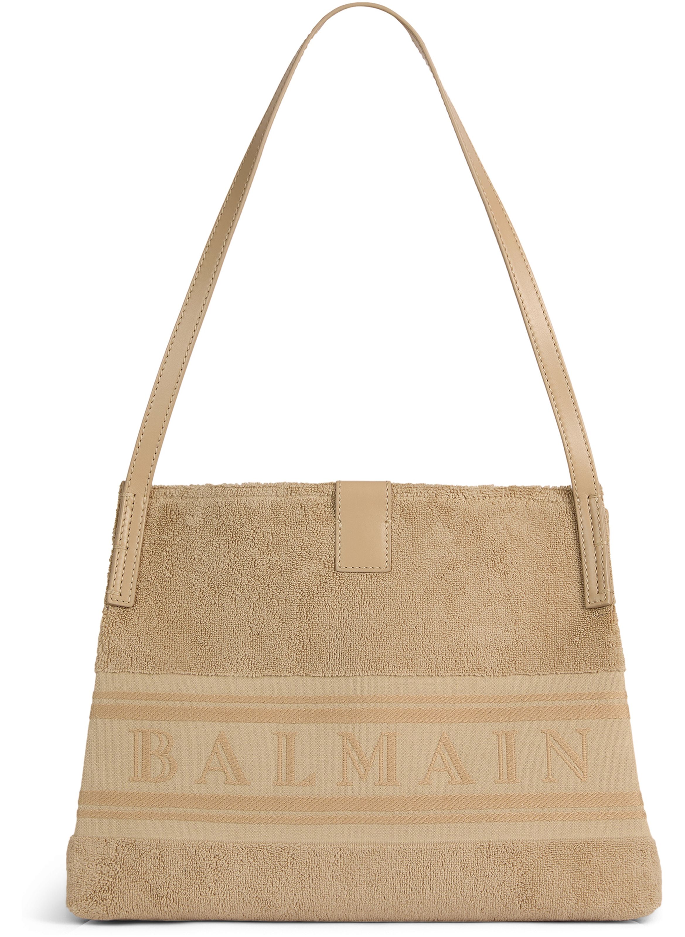 Sac cabas release small en coton bouclette BALMAIN Beige