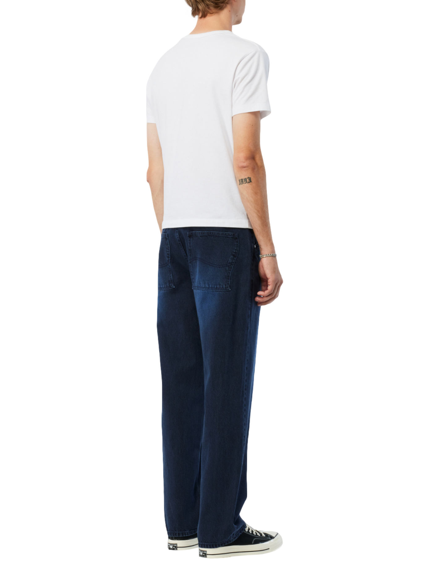 Jean à écusson brodé à la ceinture en coton DIME Blue