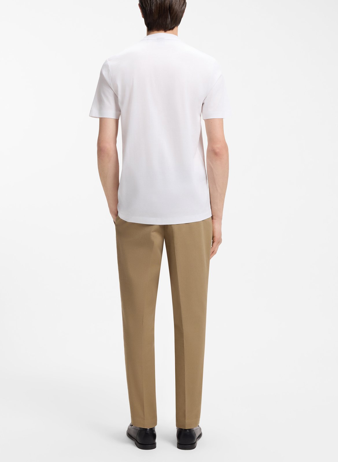 Tee-shirt droit col rond en coton BOSS Beige