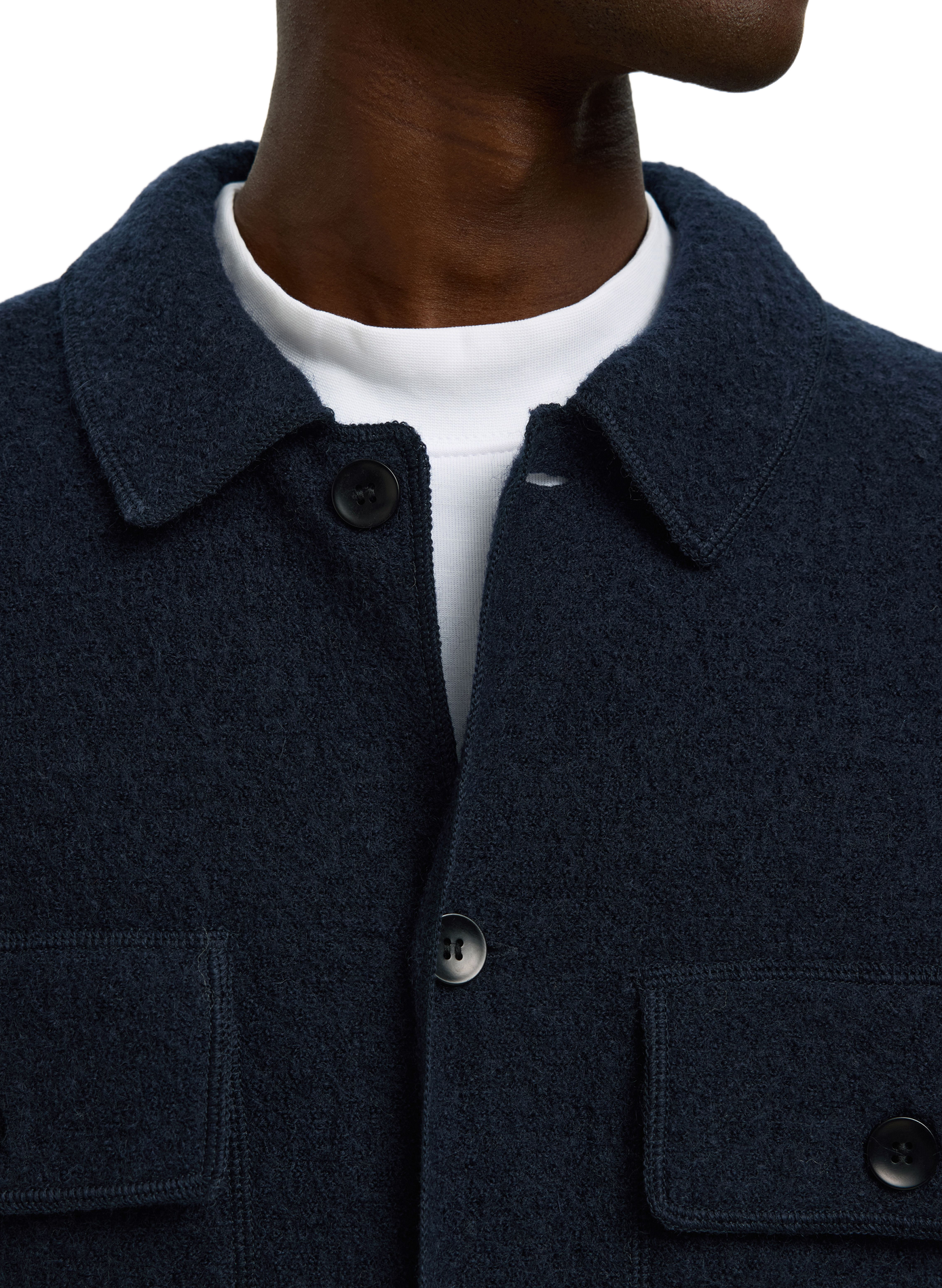 Cardigan with classic wool collar SELECTED Blue