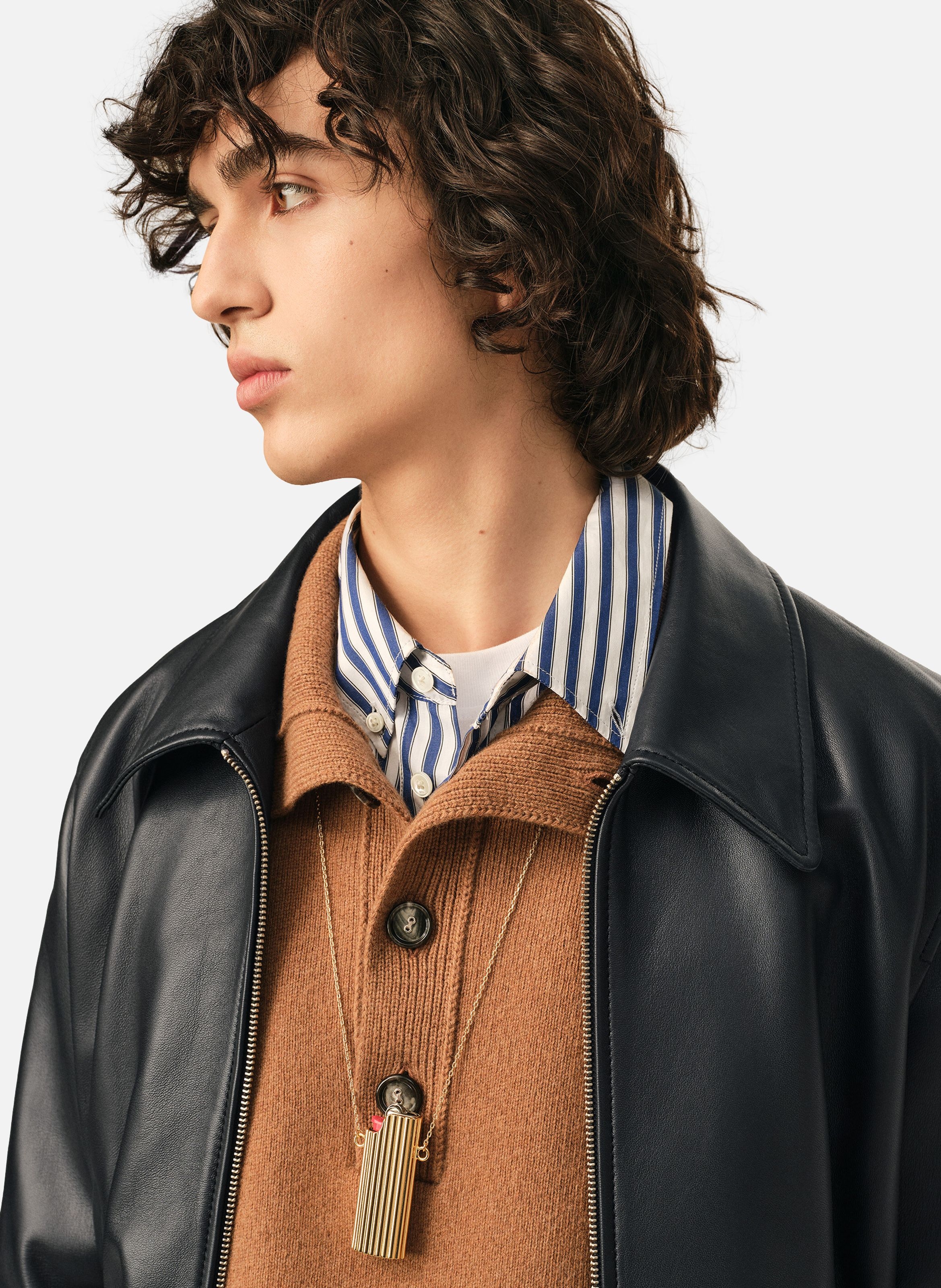 Blouson en cuir d'agneau AMI PARIS Noir