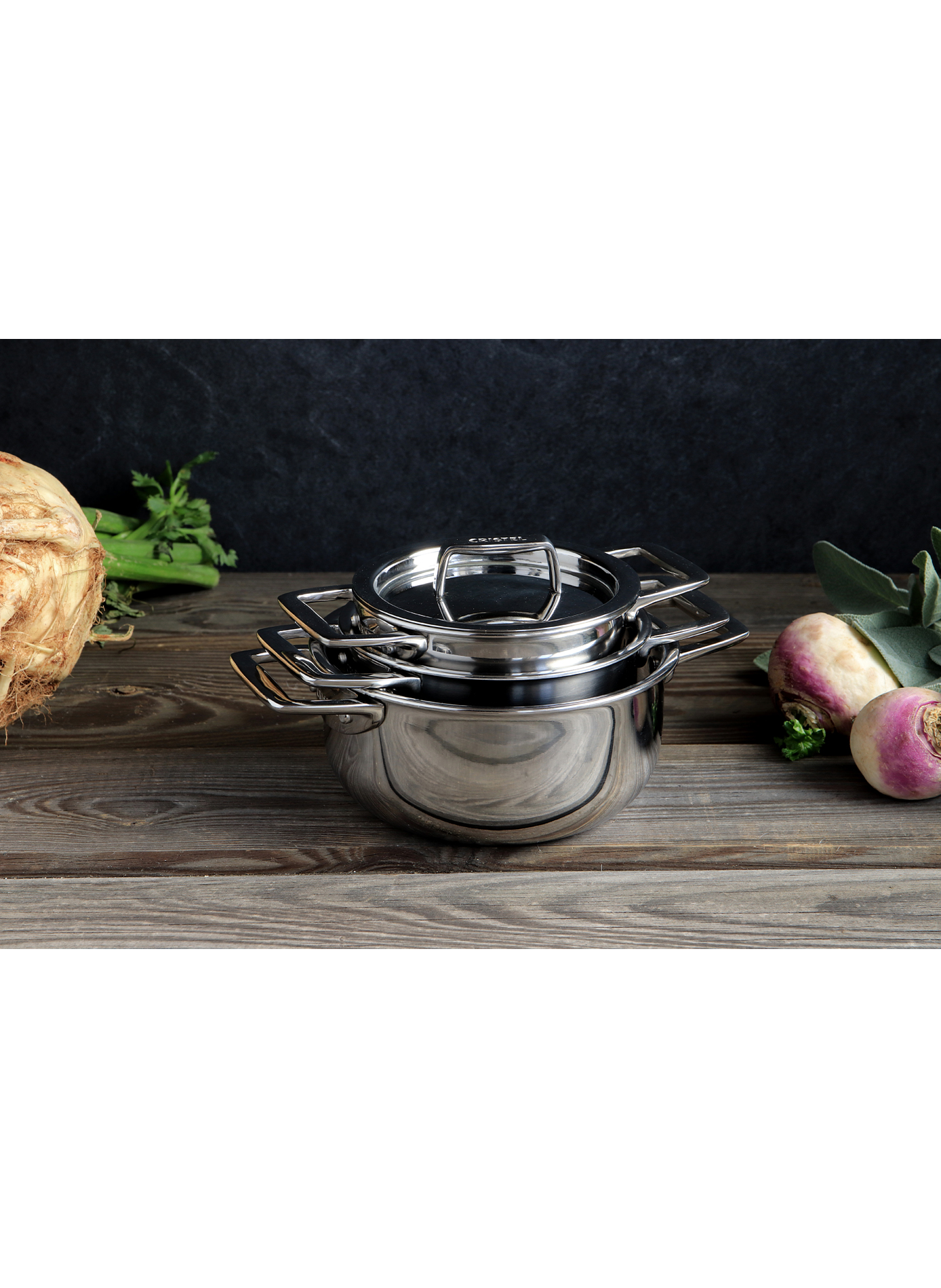 Mini faitout avec couvercle Castel'Pro en inox CRISTEL Gris