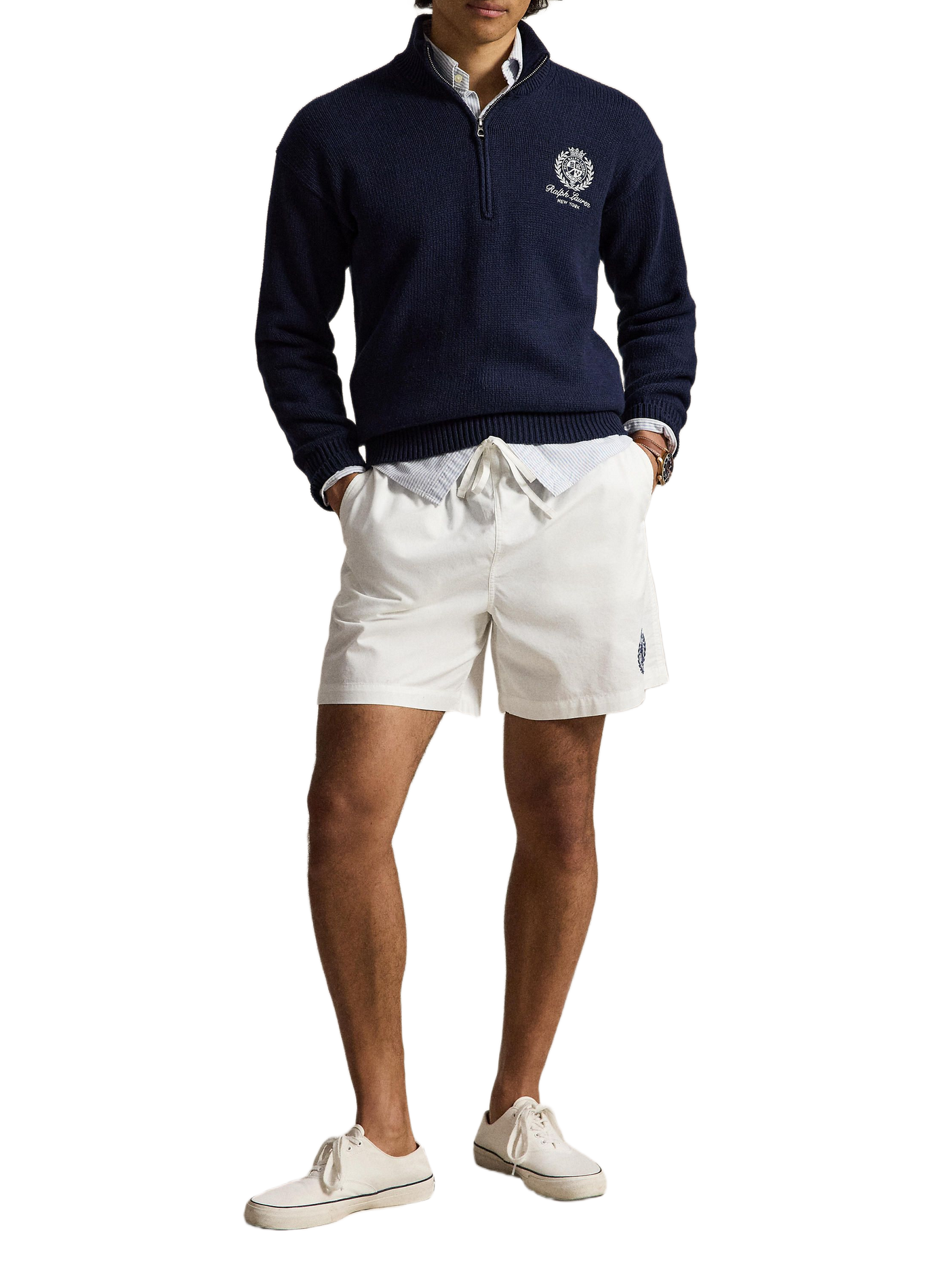 Wimbledon embroidered logo cotton pullover POLO RALPH LAUREN Blue
