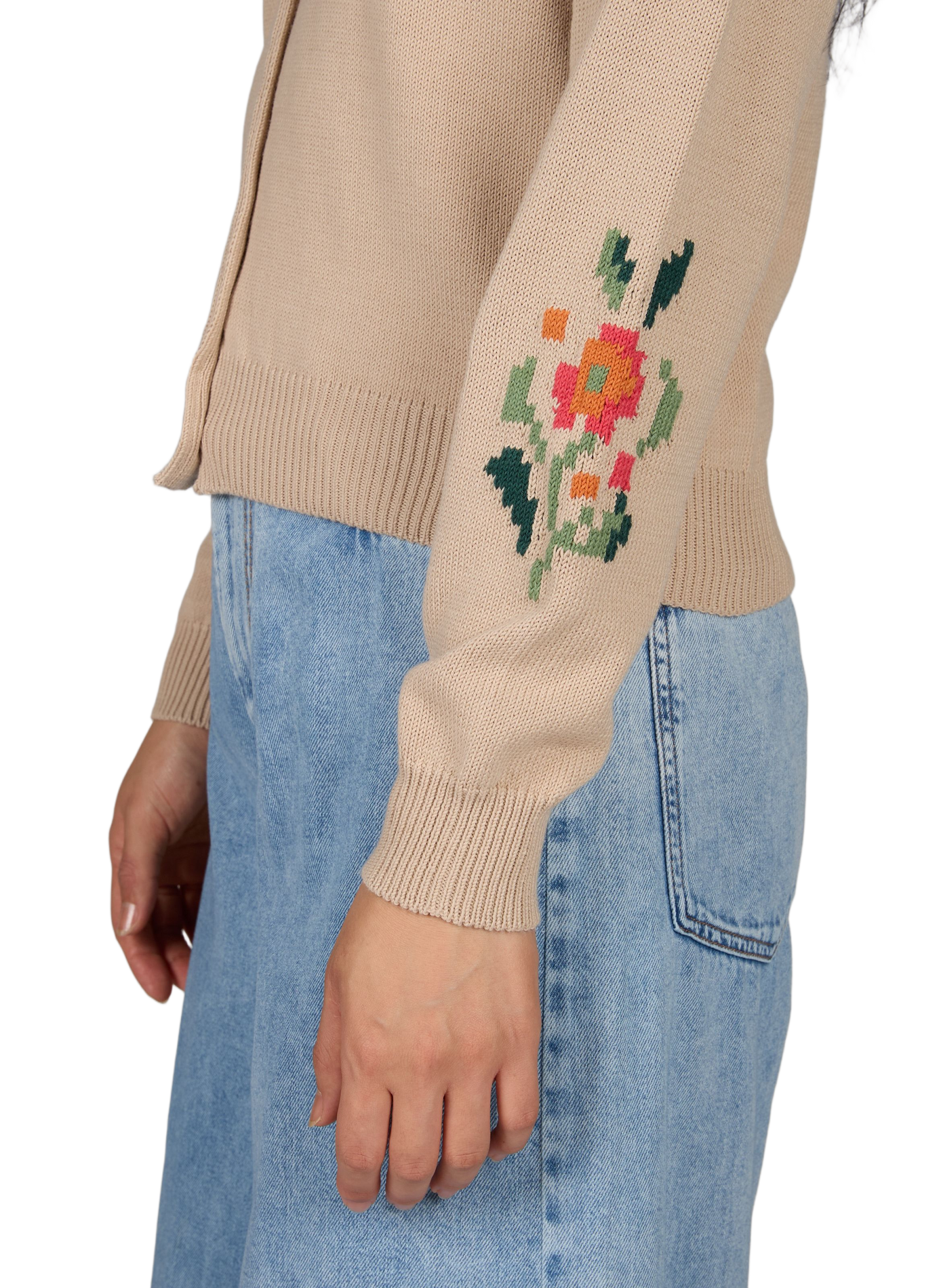 Gerade geschnittener Cardigan mit Rundhalsausschnitt und Stickerei aus Baumwollmischung MAX MARA WEEK END No color