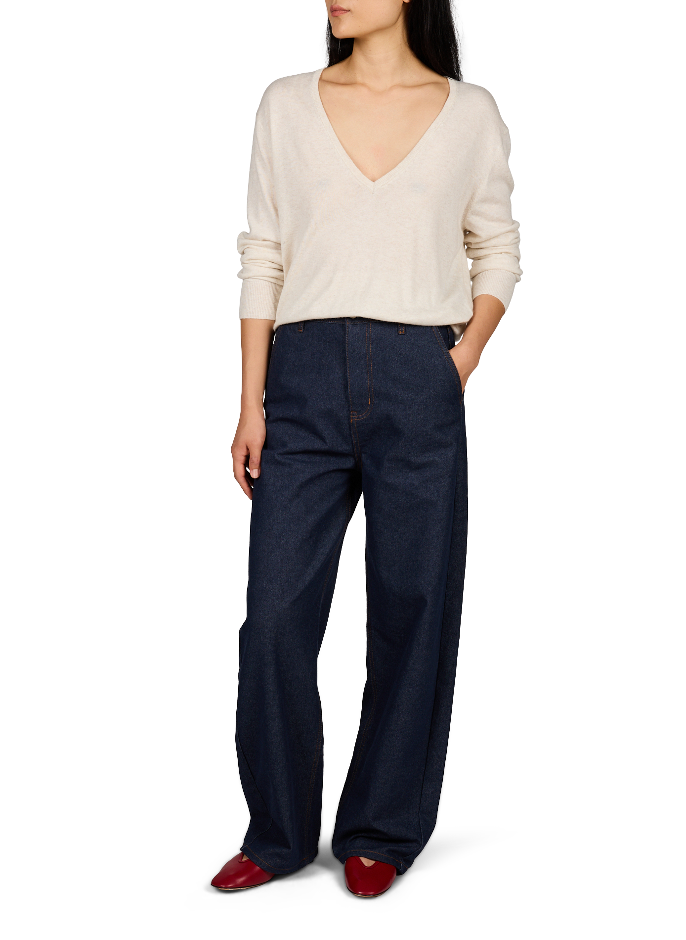 V-Ausschnitt-Pullover ARTLOVE Beige