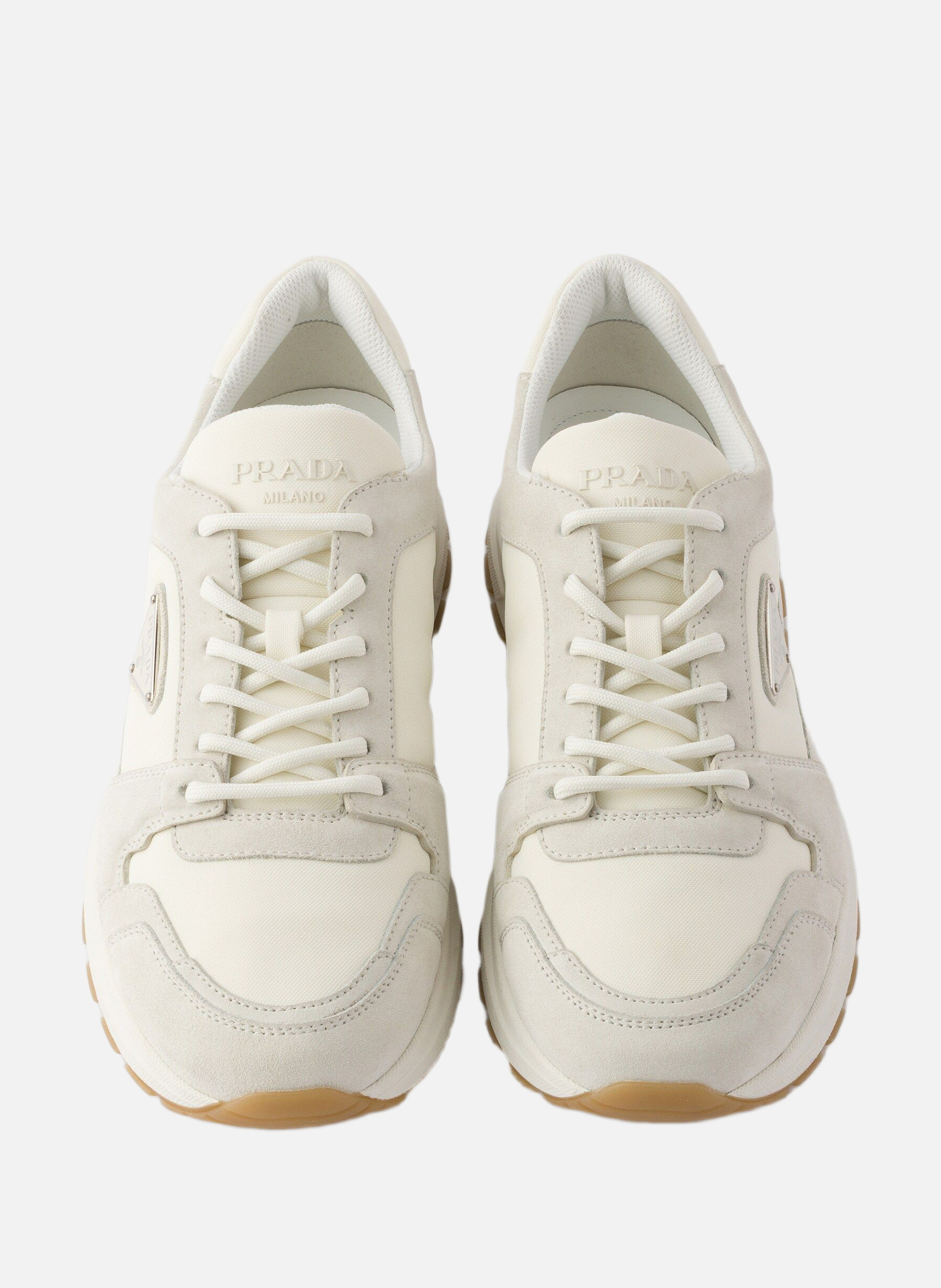 Sneakers prax en daim et re-nylon PRADA Beige