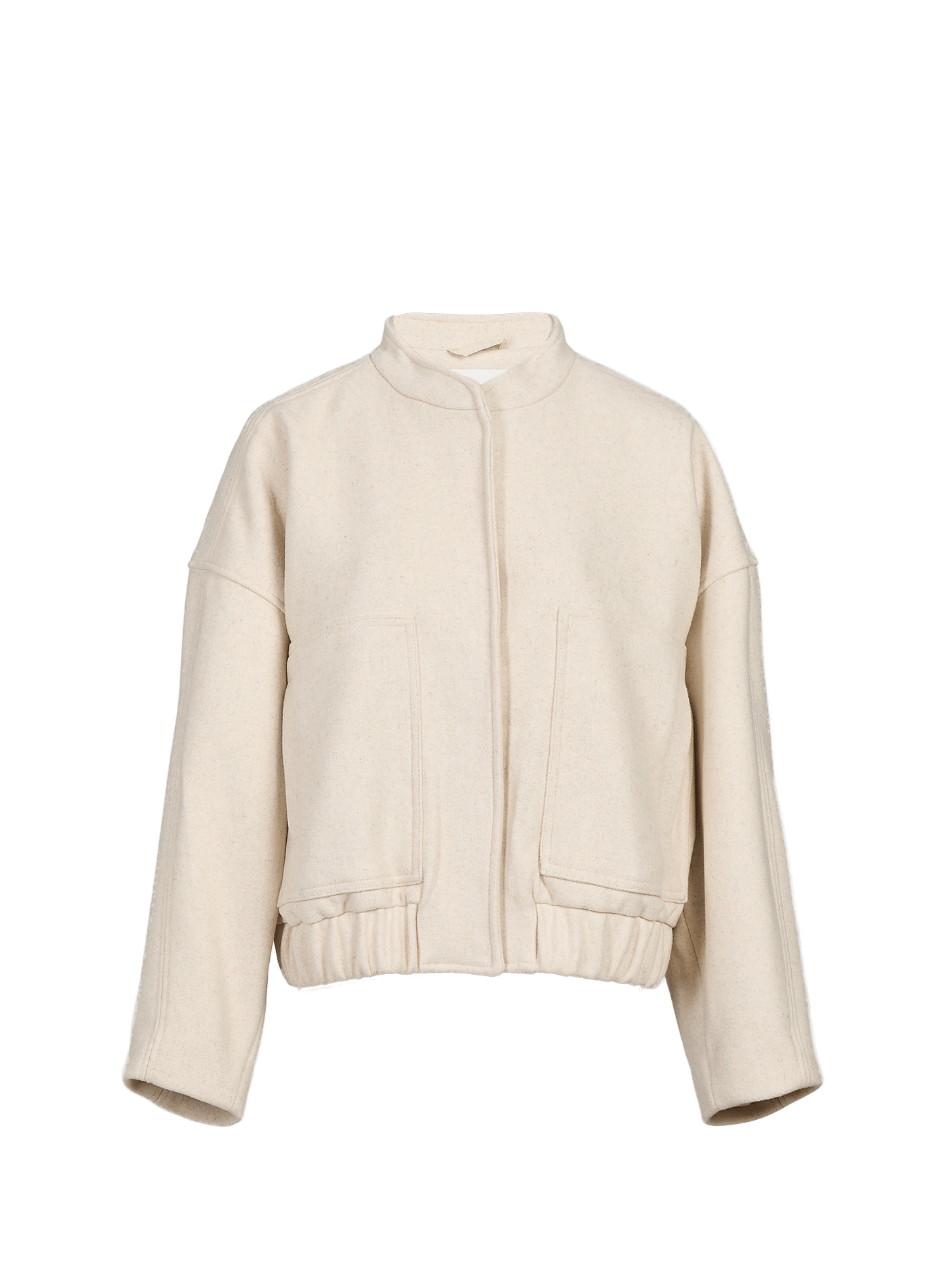 Bomber Rounellie ample col rond en laine mélangée ROUGE EDIT Beige