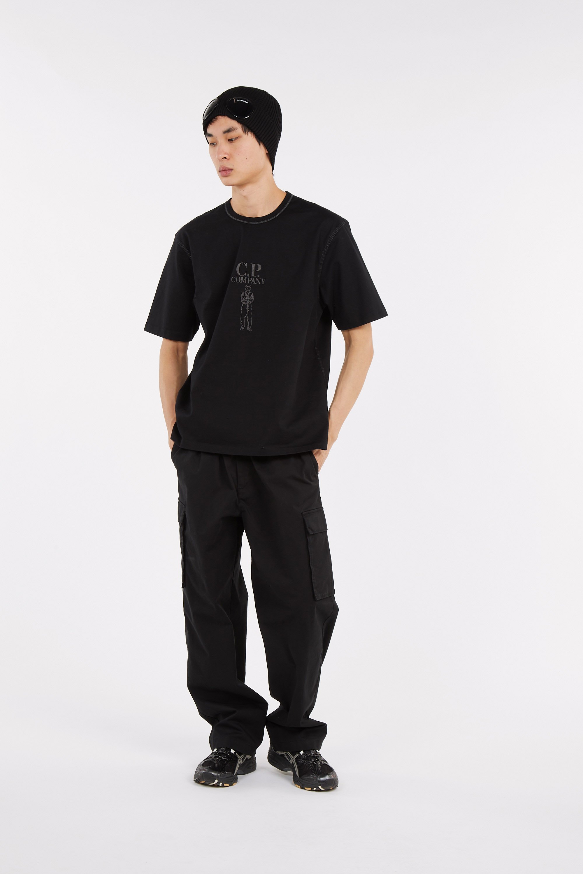T-shirt mercerized jersey 30/2 twisted short sleeve logo t-shirt CP COMPANY Noir