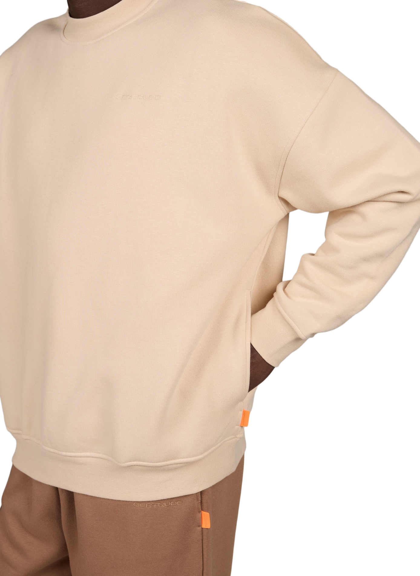 Oversized round neck cotton blend sweater GERTRUDE Beige