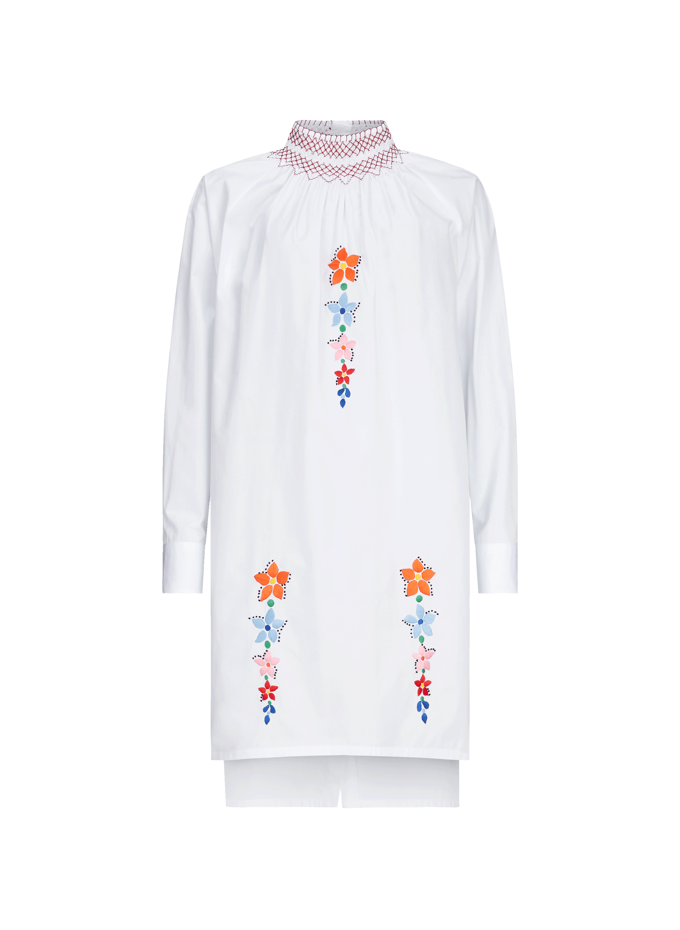 PRADA Embroidered cotton poplin Dress White
