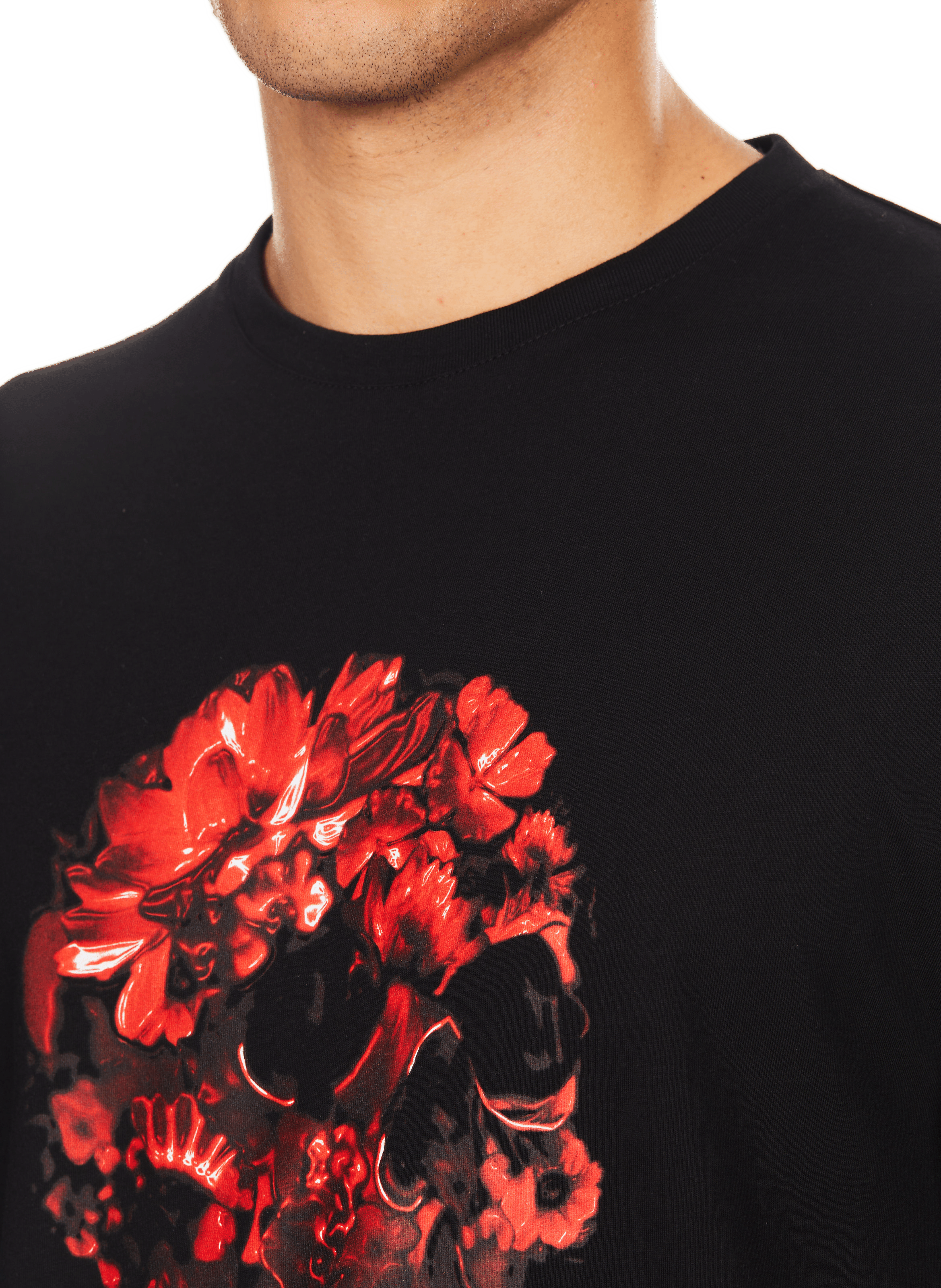 T-shirt imprimé en coton ALEXANDER MCQUEEN Noir
