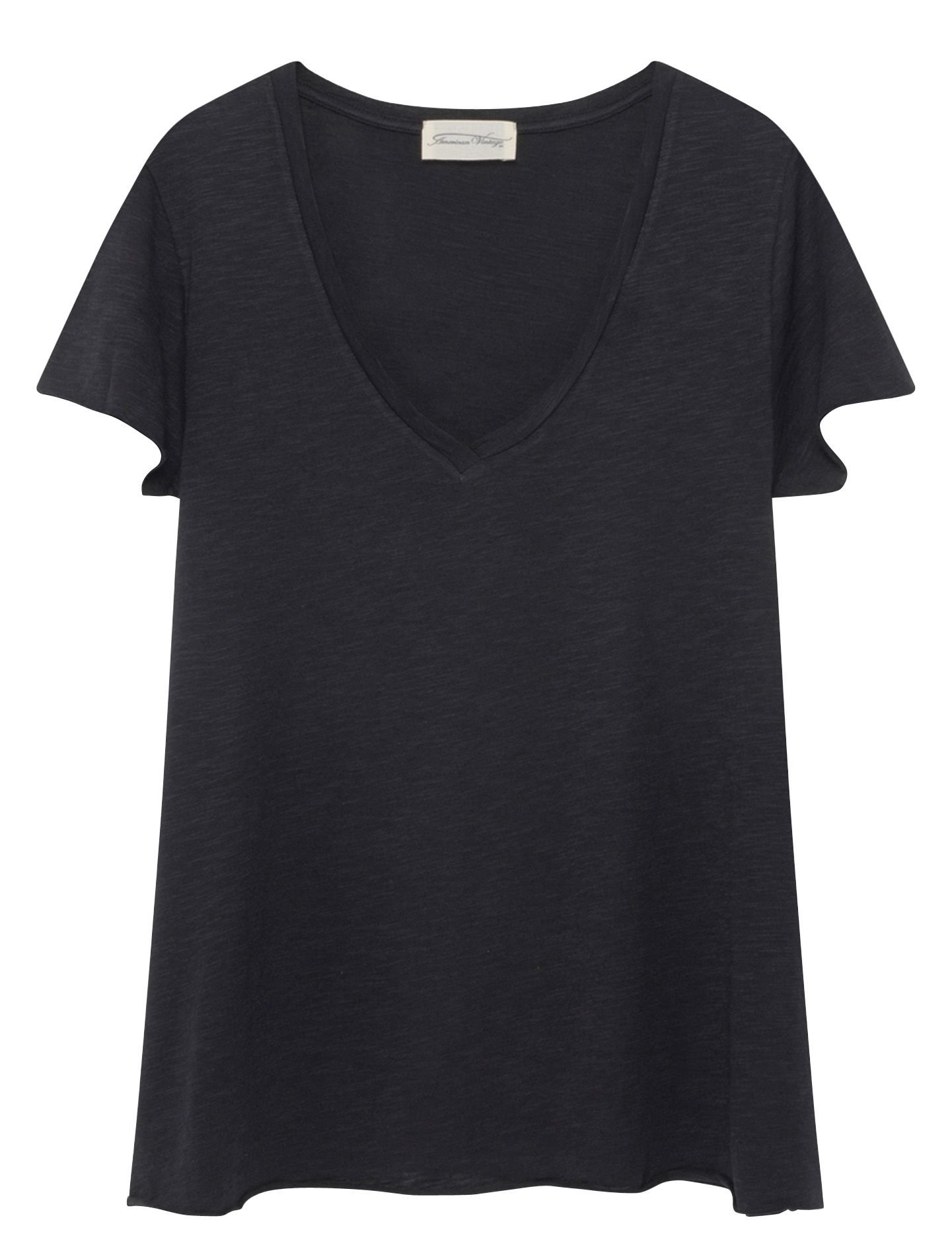 Tee-shirt col v en coton mélangé jacksonville AMERICAN VINTAGE Noir