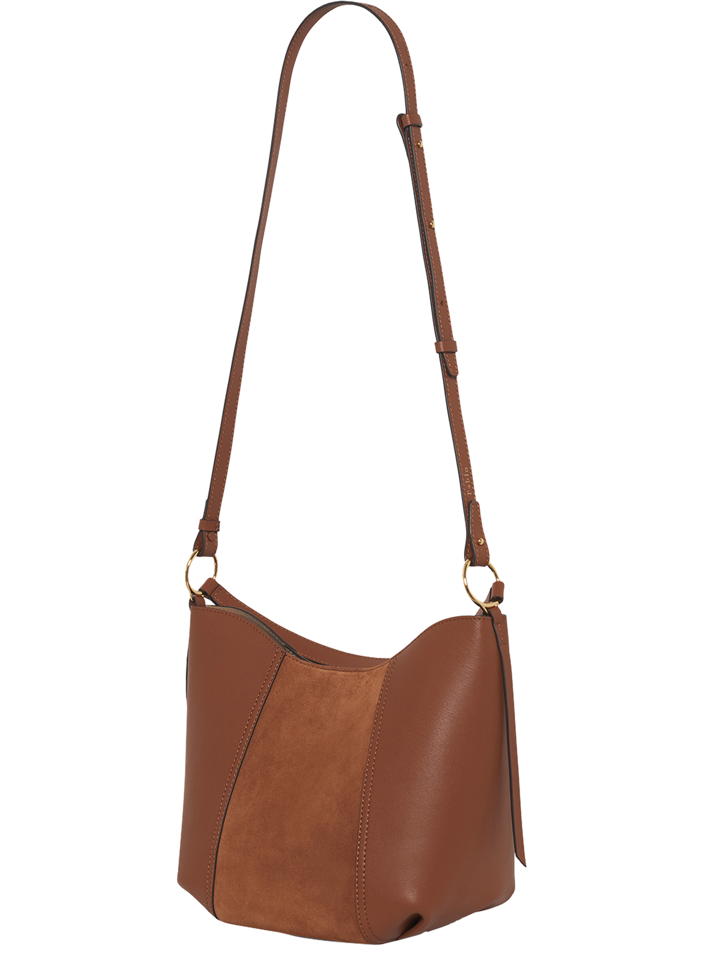 Sac seau en cuir velours - mya PABLO Marron
