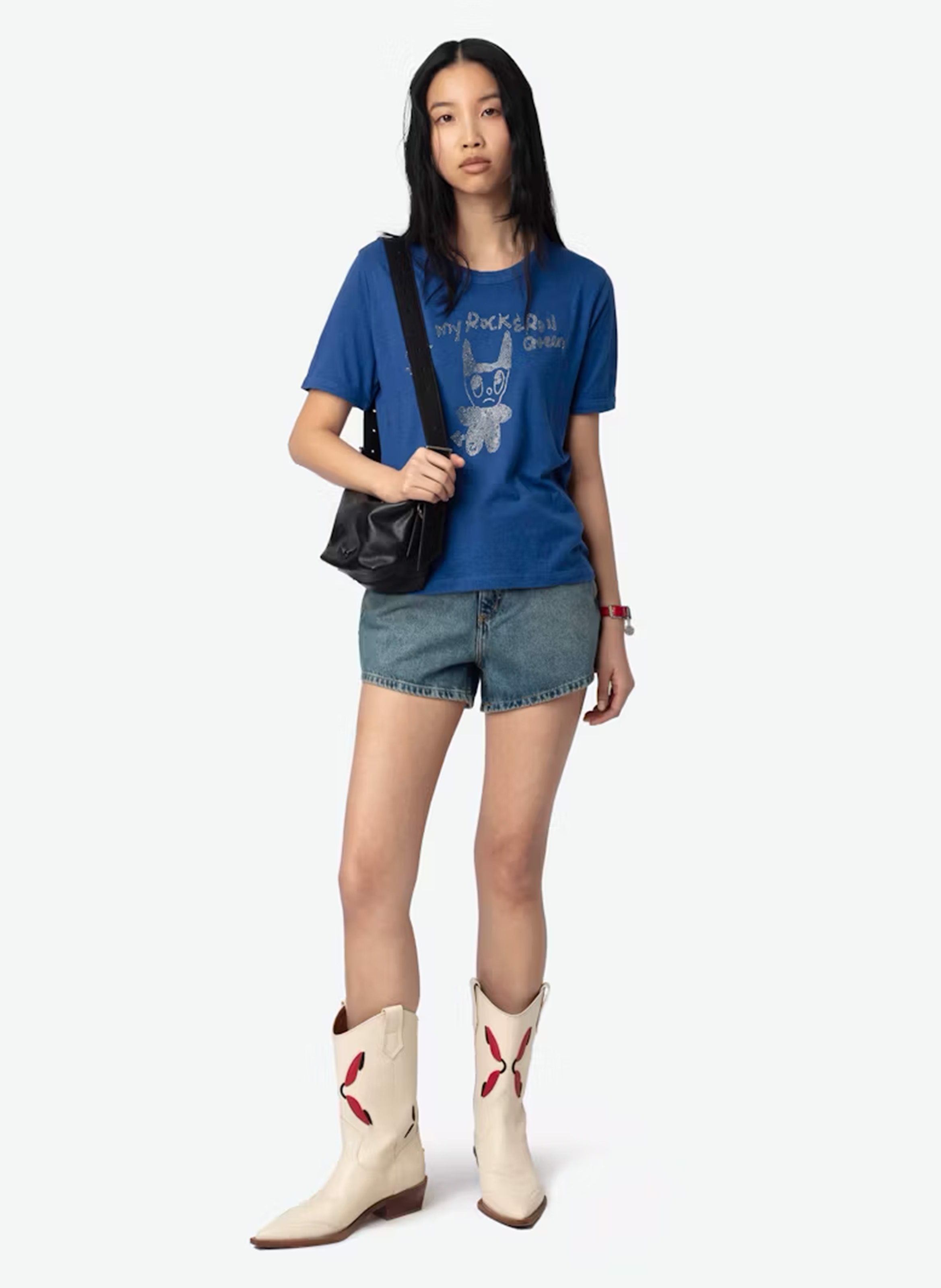 Tee-shirt droit à strass woos ZADIG&VOLTAIRE Bleu