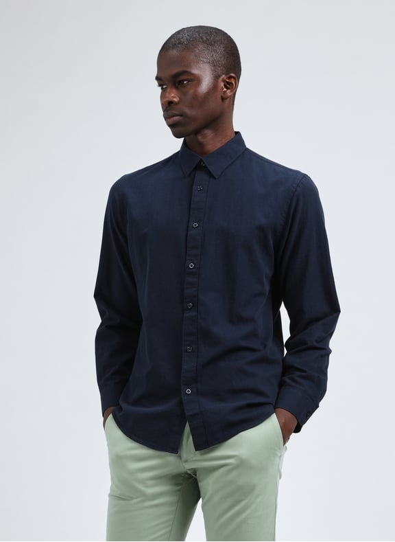 Chemise en coton et lin Bleu by SELECTED SELECTED Chemise en coton et lin Bleu