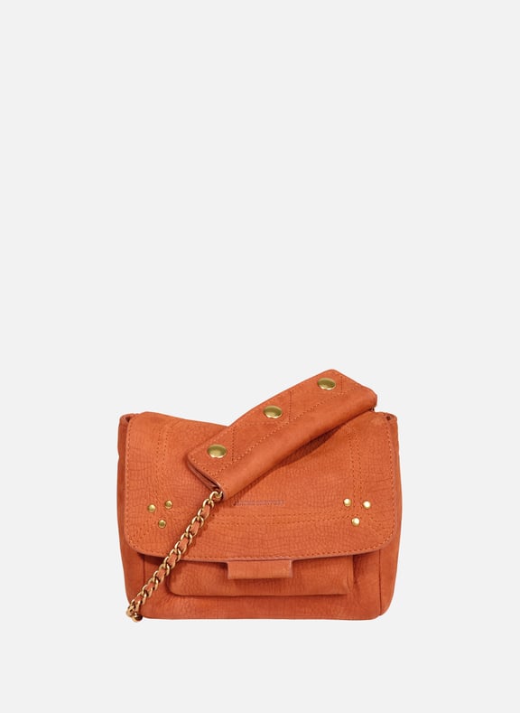 Sac bandoulière Lulu S en cuir velours Orange by JÉRÔME DREYFUSS JÉRÔME DREYFUSS Sac bandoulière Lulu S en cuir velours Orange