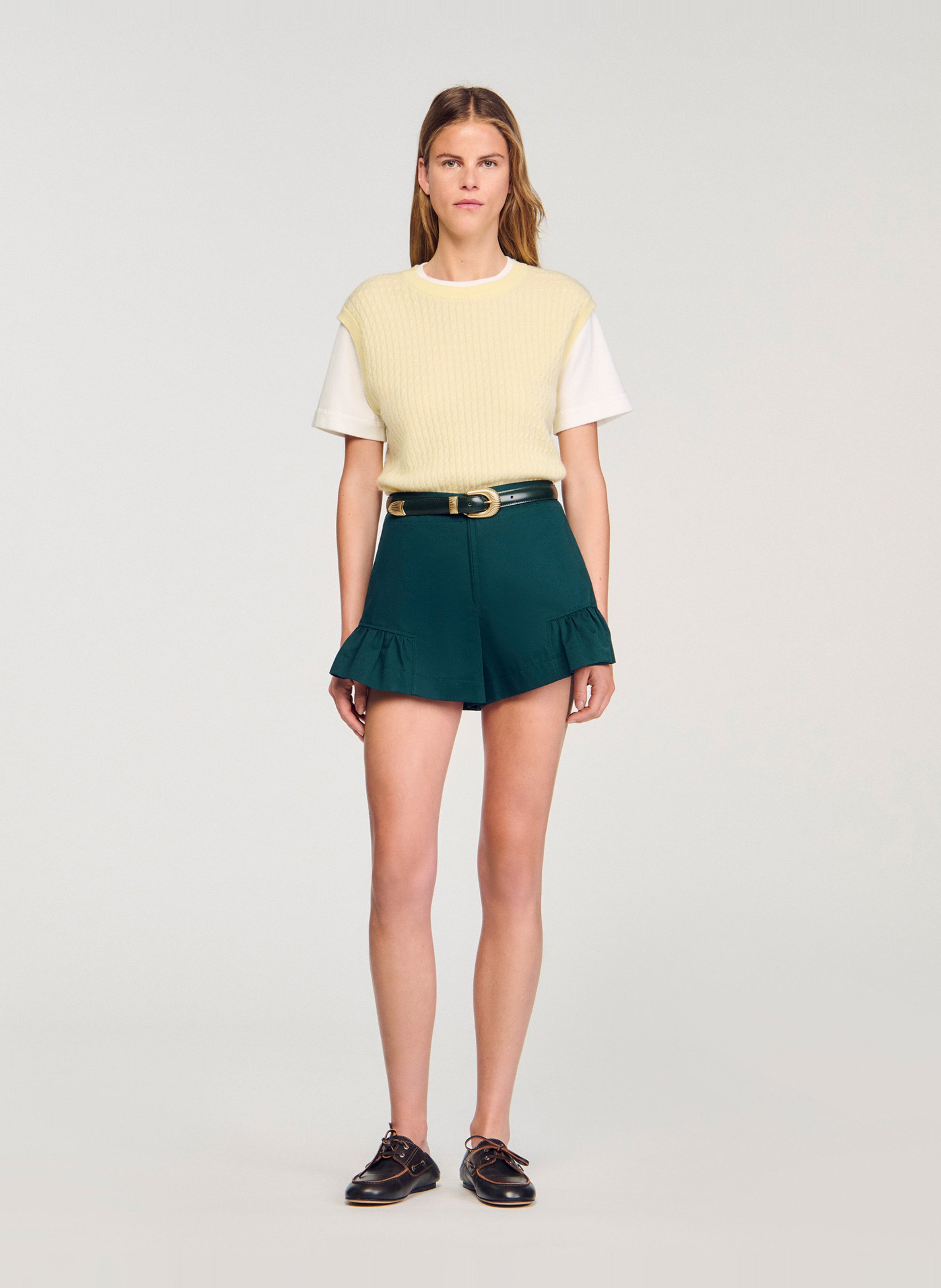 Pull col rond en laine mélangée SANDRO Jaune