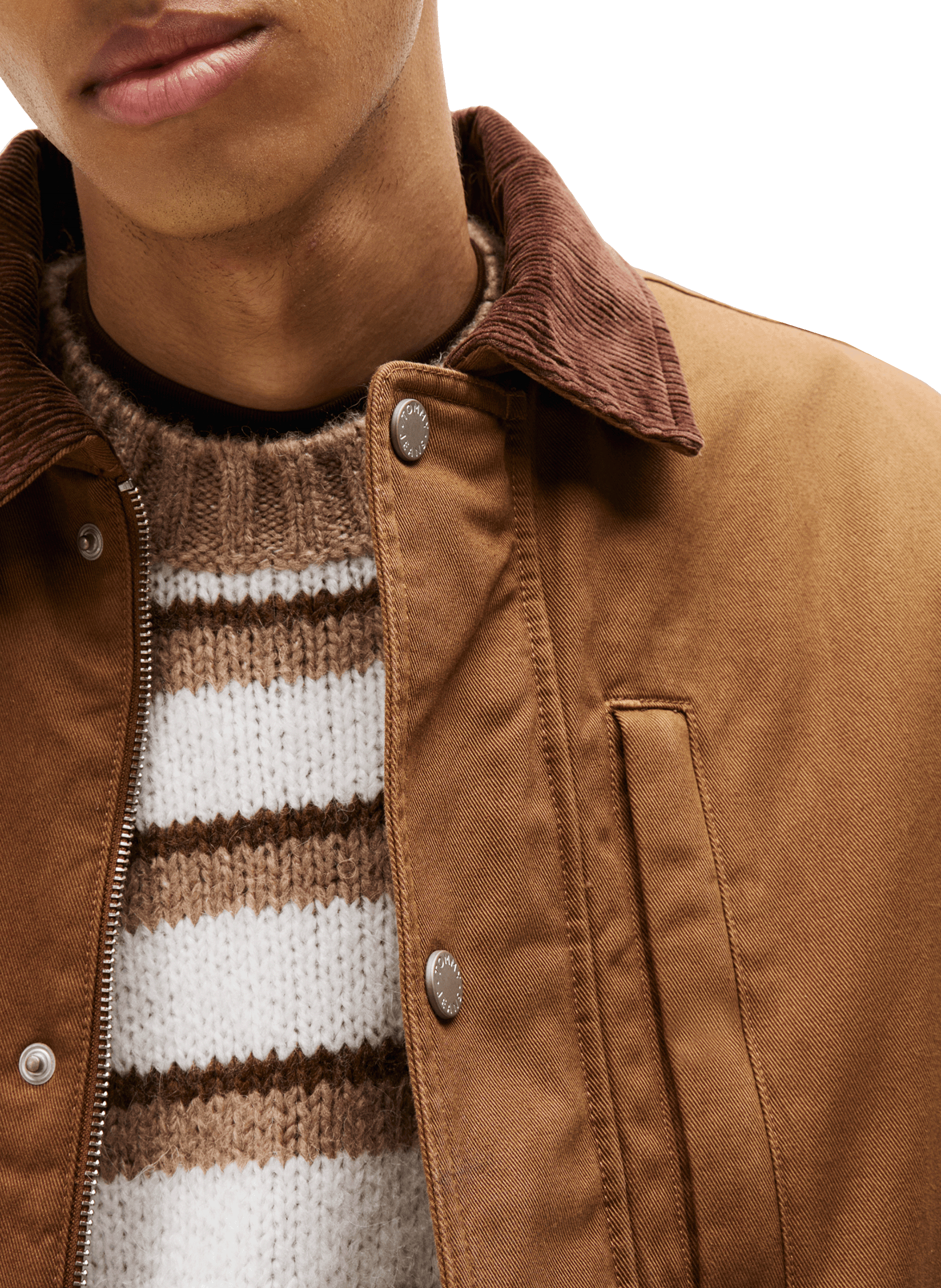 Blouson en coton à col côtelé TOMMY HILFIGER Marron