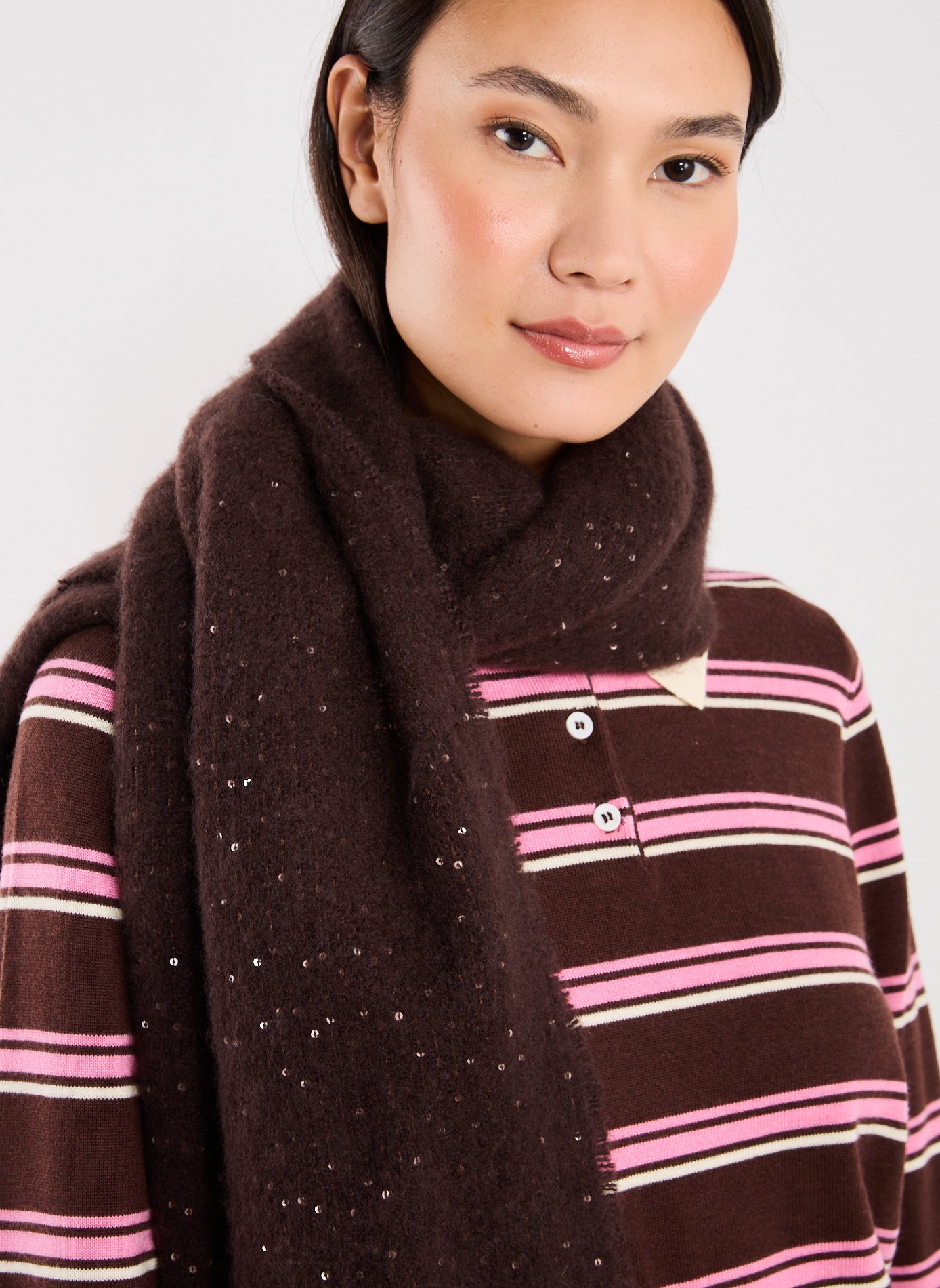 Echarpe à sequins AU PRINTEMPS PARIS Marron