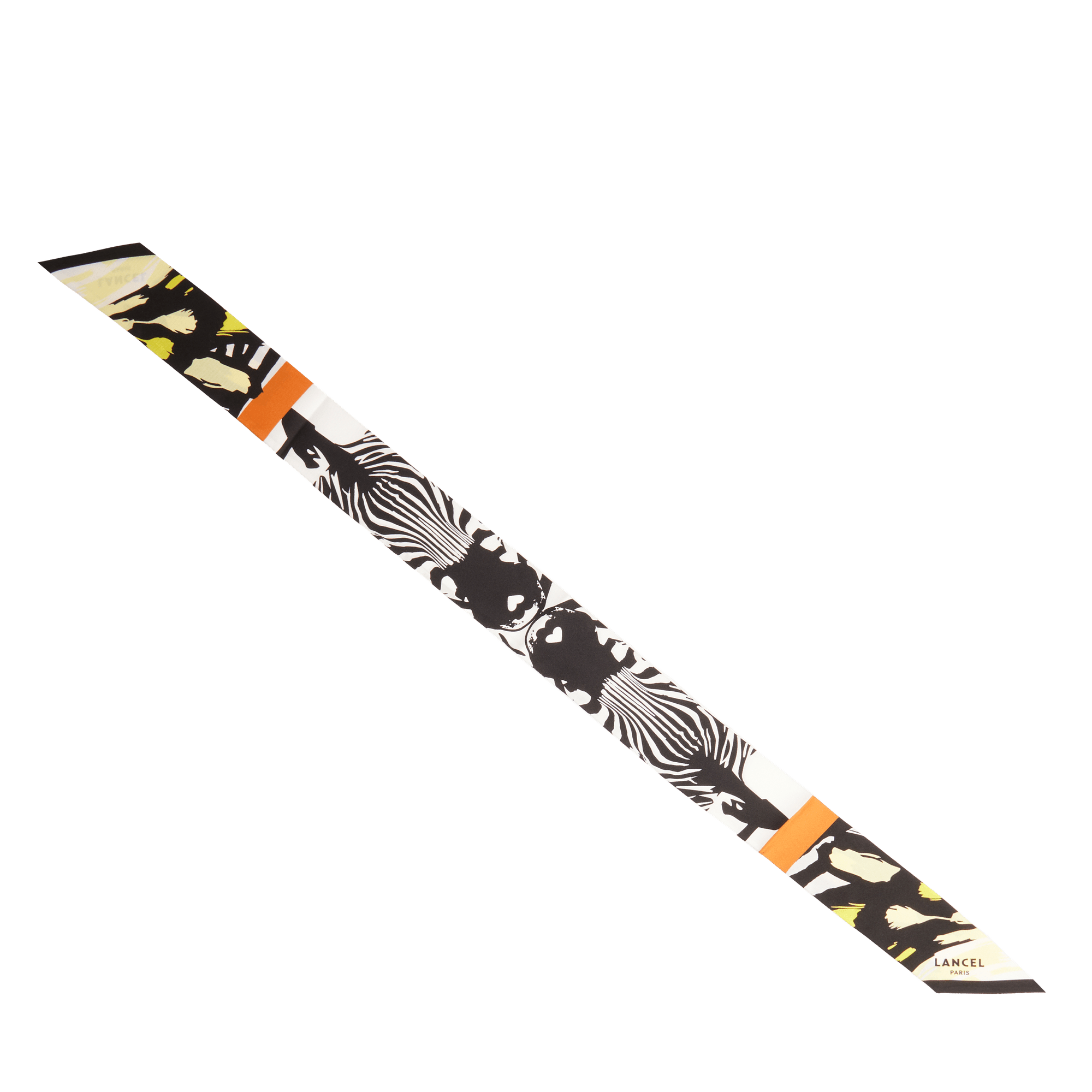 Bandeau motif zebra mania en soie LANCEL Noir
