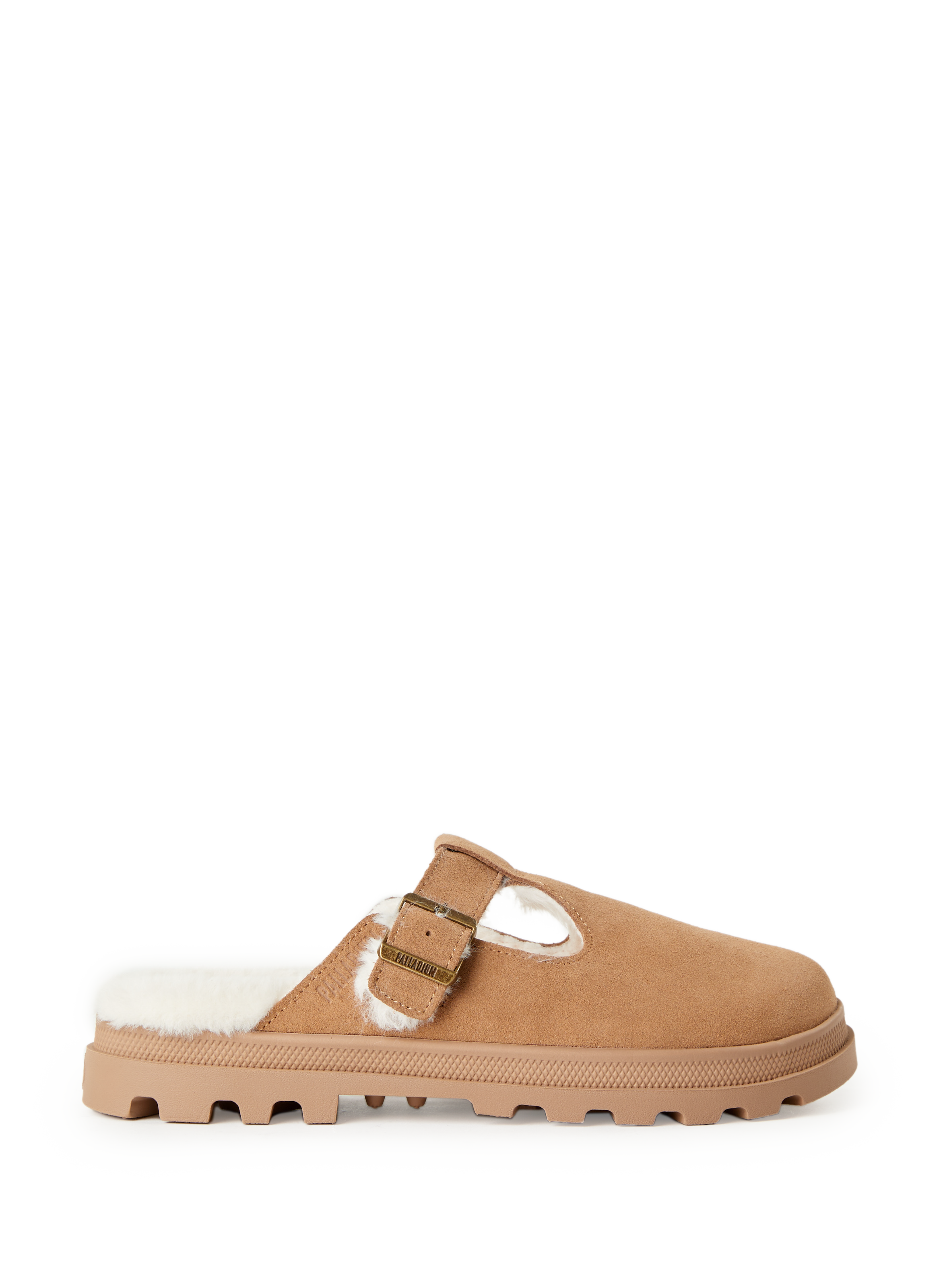 PALLADIUM Leather indoor fur mules Brown