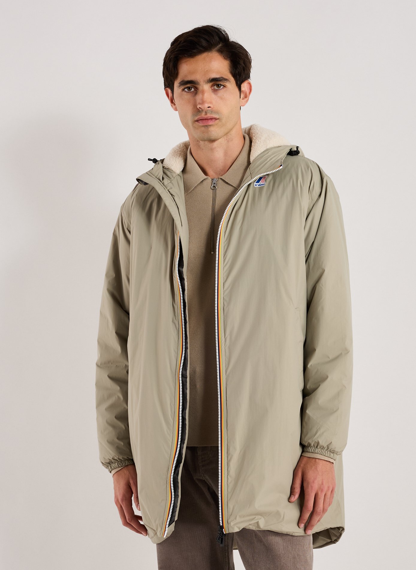 K-WAY Mid-length hooded jacket Green