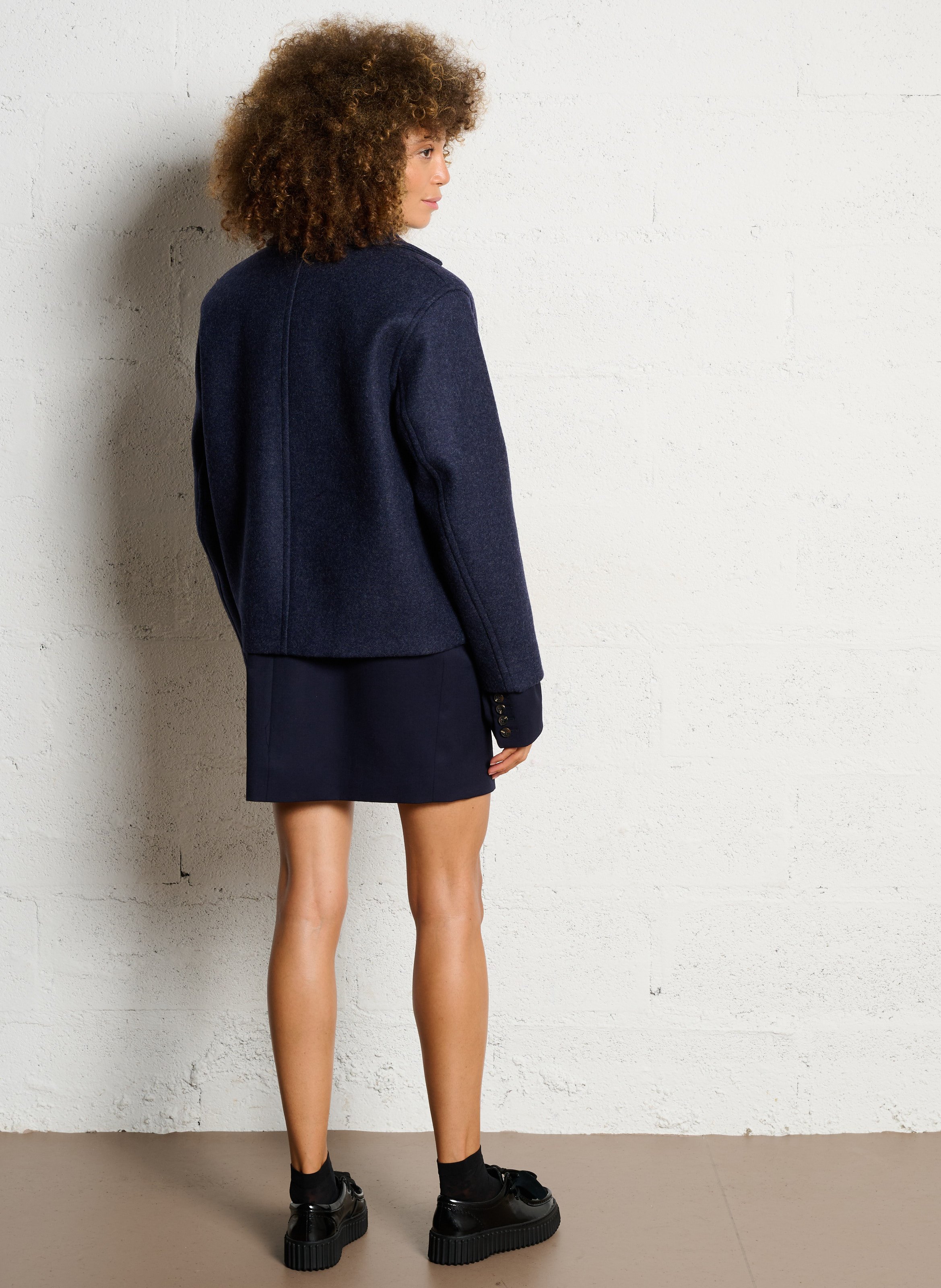 Manteau col tailleur en laine mélangée constant SOEUR Bleu
