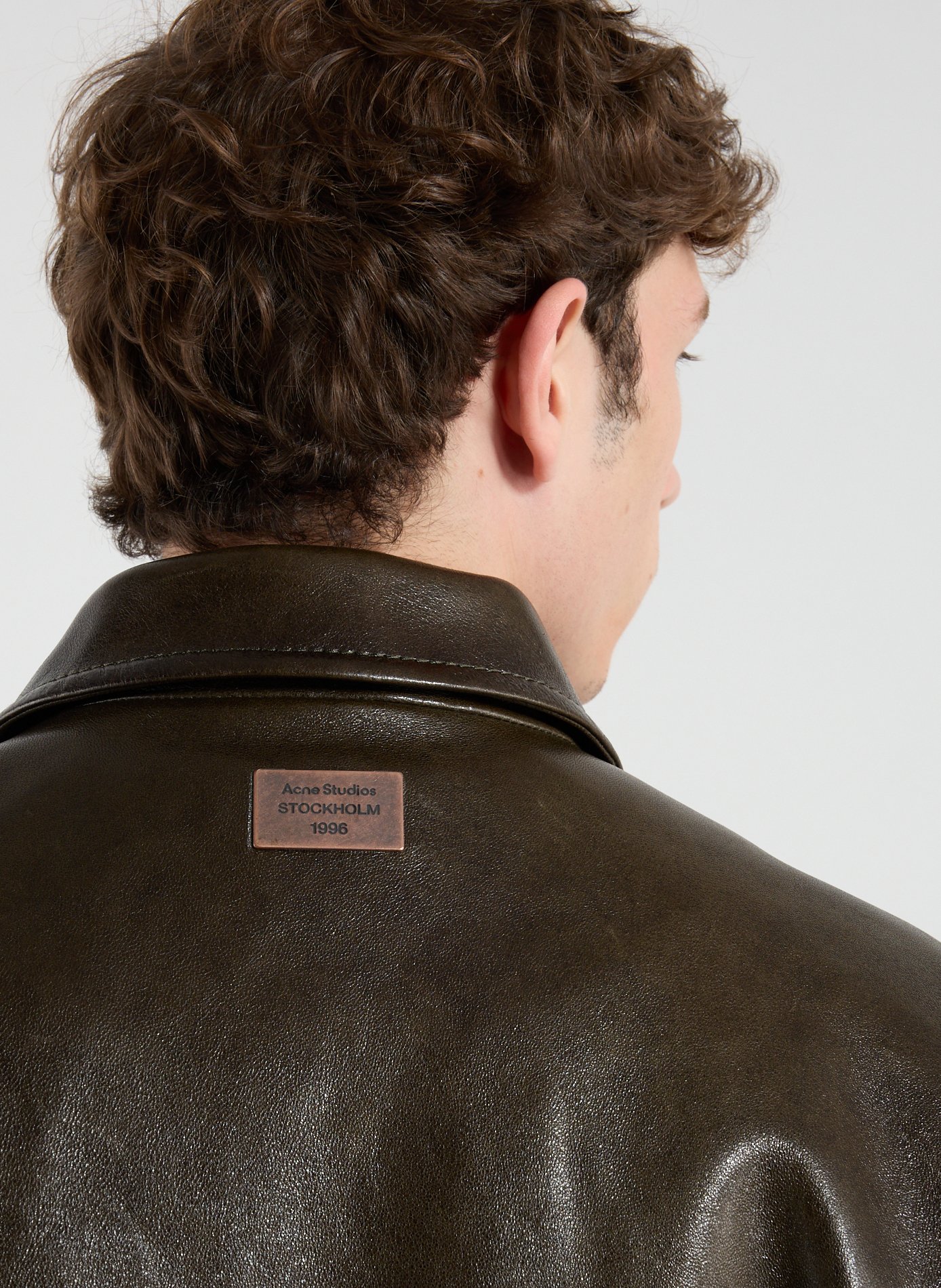 Blouson bomber en cuir d'agneau ACNE STUDIOS Kaki