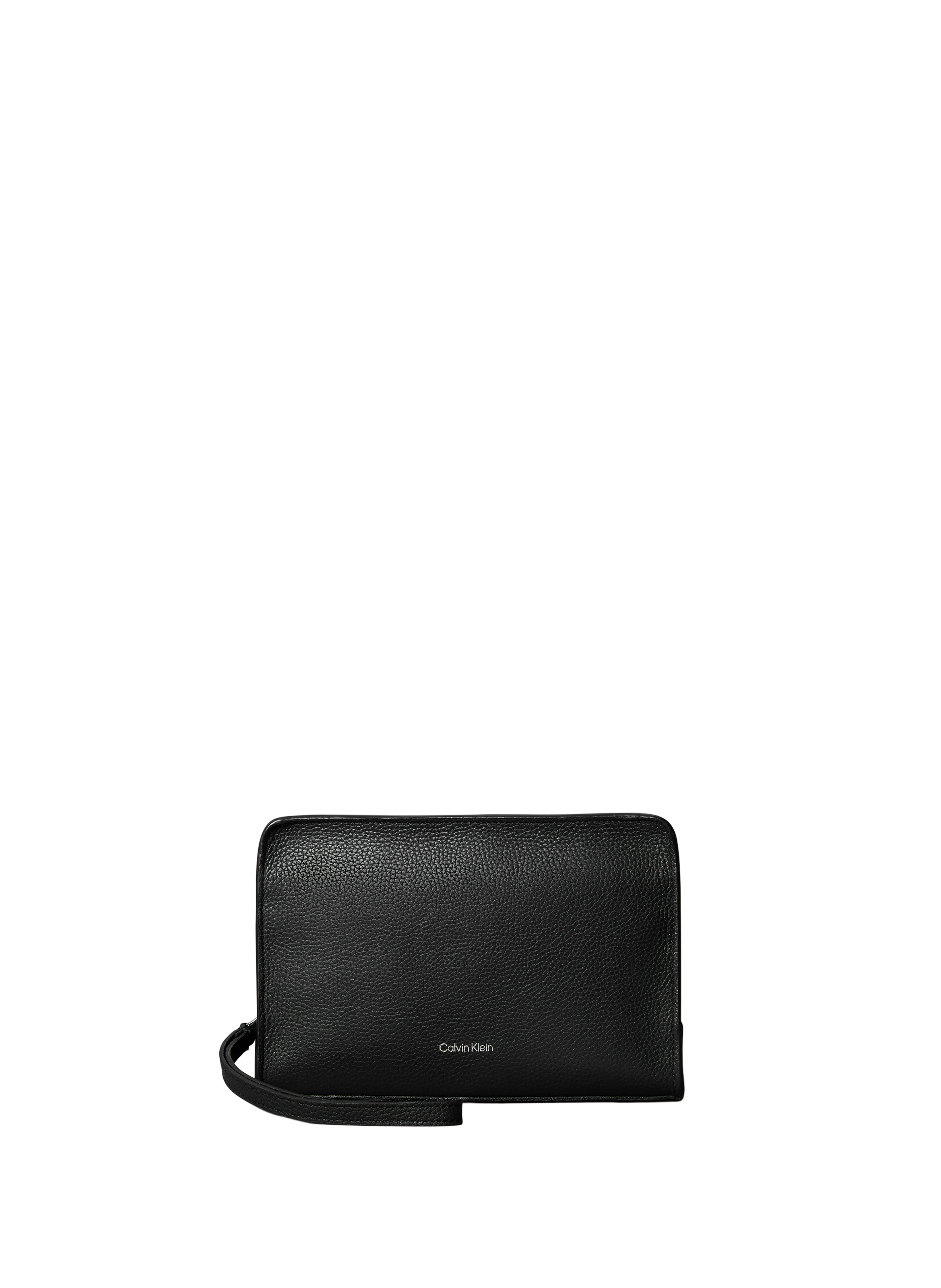 Zippered faux leather clutch CALVIN KLEIN Black