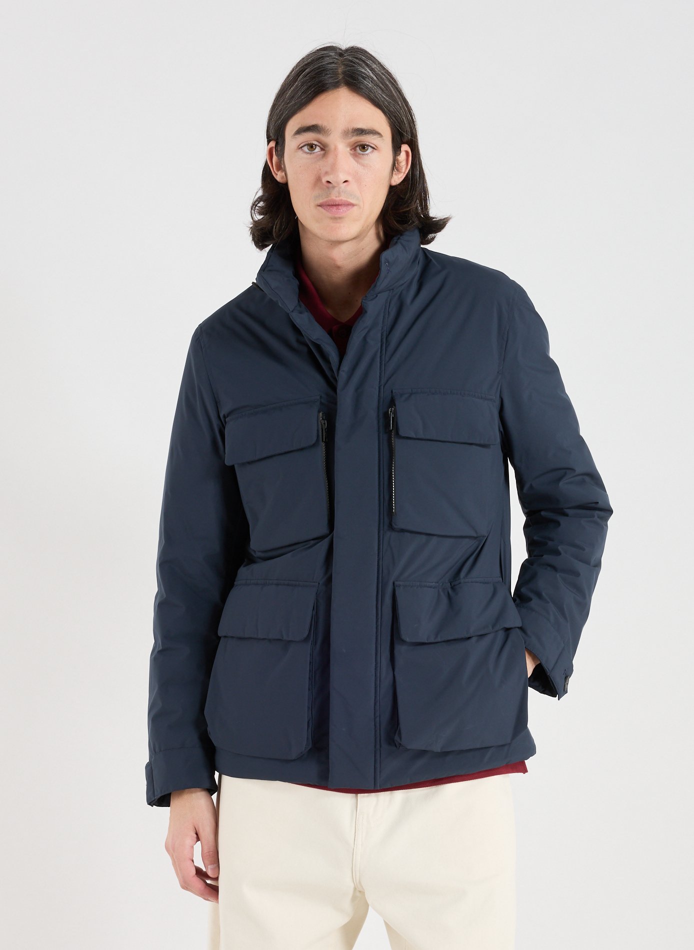 WOOLRICH Straight jacket with high collar Blue