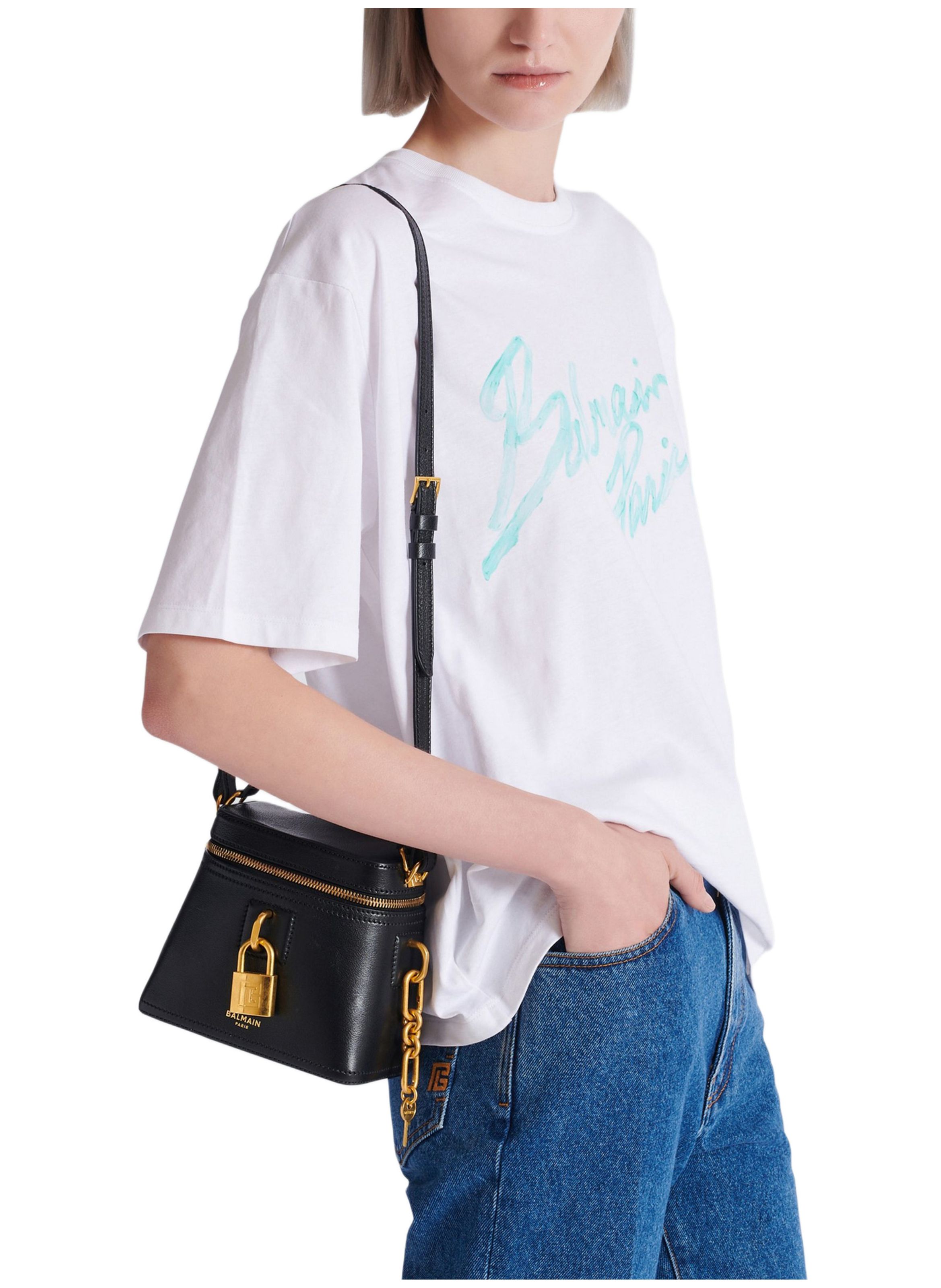 Sac pulse vanity en cuir de veau BALMAIN Noir